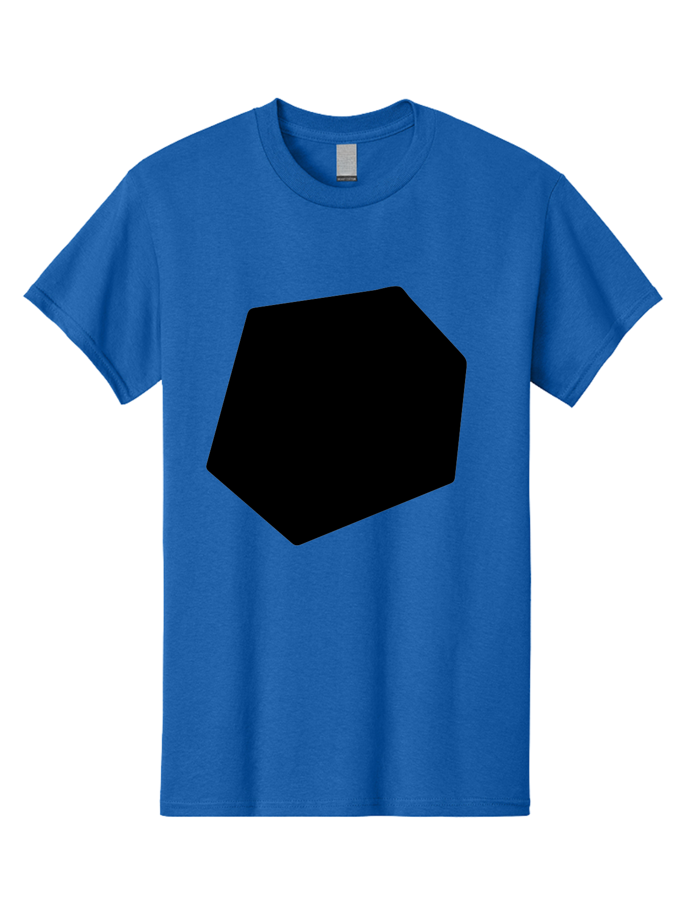 Black-Pentagon Men'S Graphic Tee, 100% Cotton, Comfortable Casual Summer Wear, Machine Washable, Black Heptagon, Geometric Shape, Abstract Design, Minimalist Art, Seven-Sided Polygon, Bold Graphics, Modern Simplicity -  Aaa389