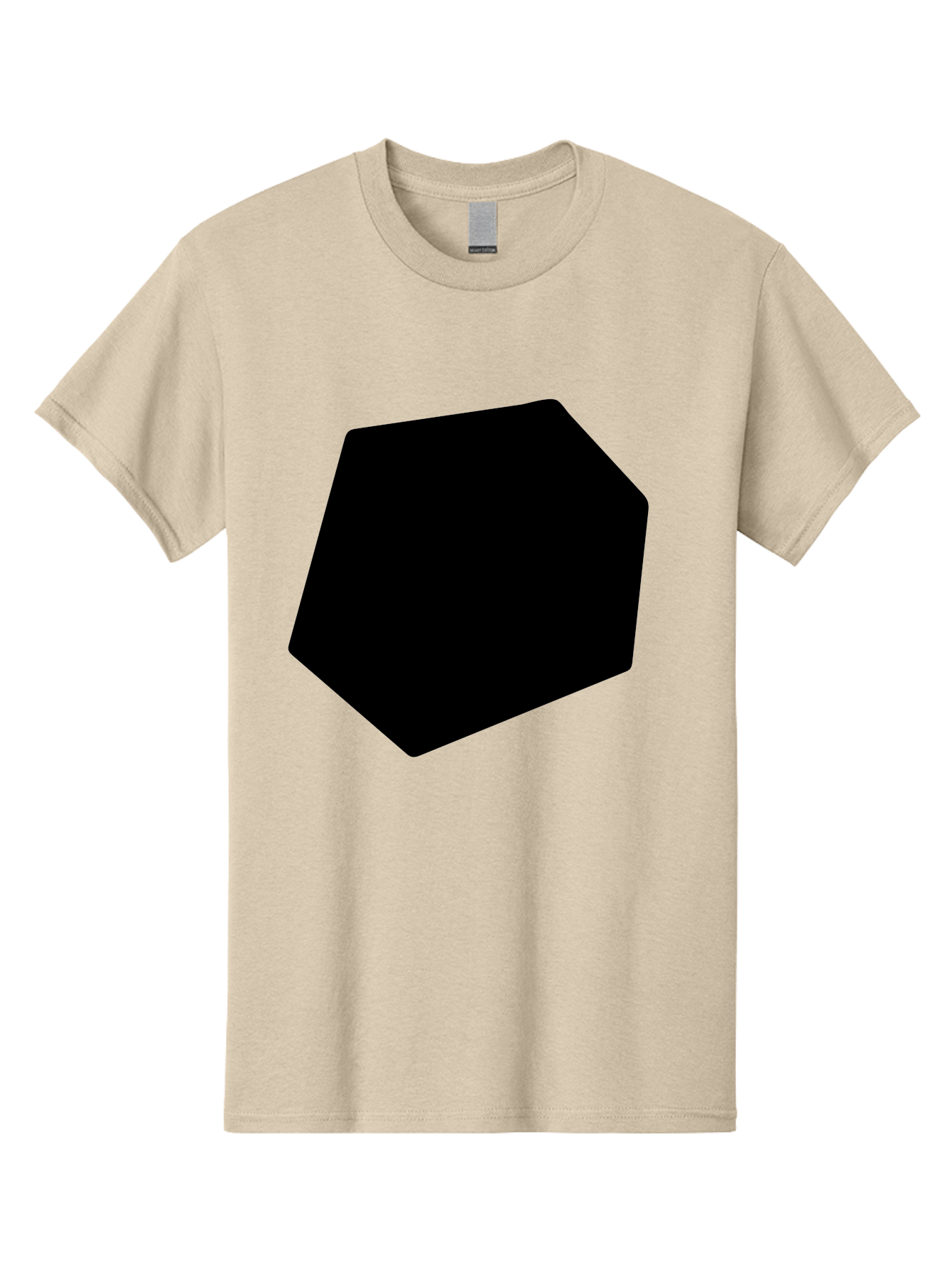 Black-Pentagon Men'S Graphic Tee, 100% Cotton, Comfortable Casual Summer Wear, Machine Washable, Black Heptagon, Geometric Shape, Abstract Design, Minimalist Art, Seven-Sided Polygon, Bold Graphics, Modern Simplicity -  Aaa389