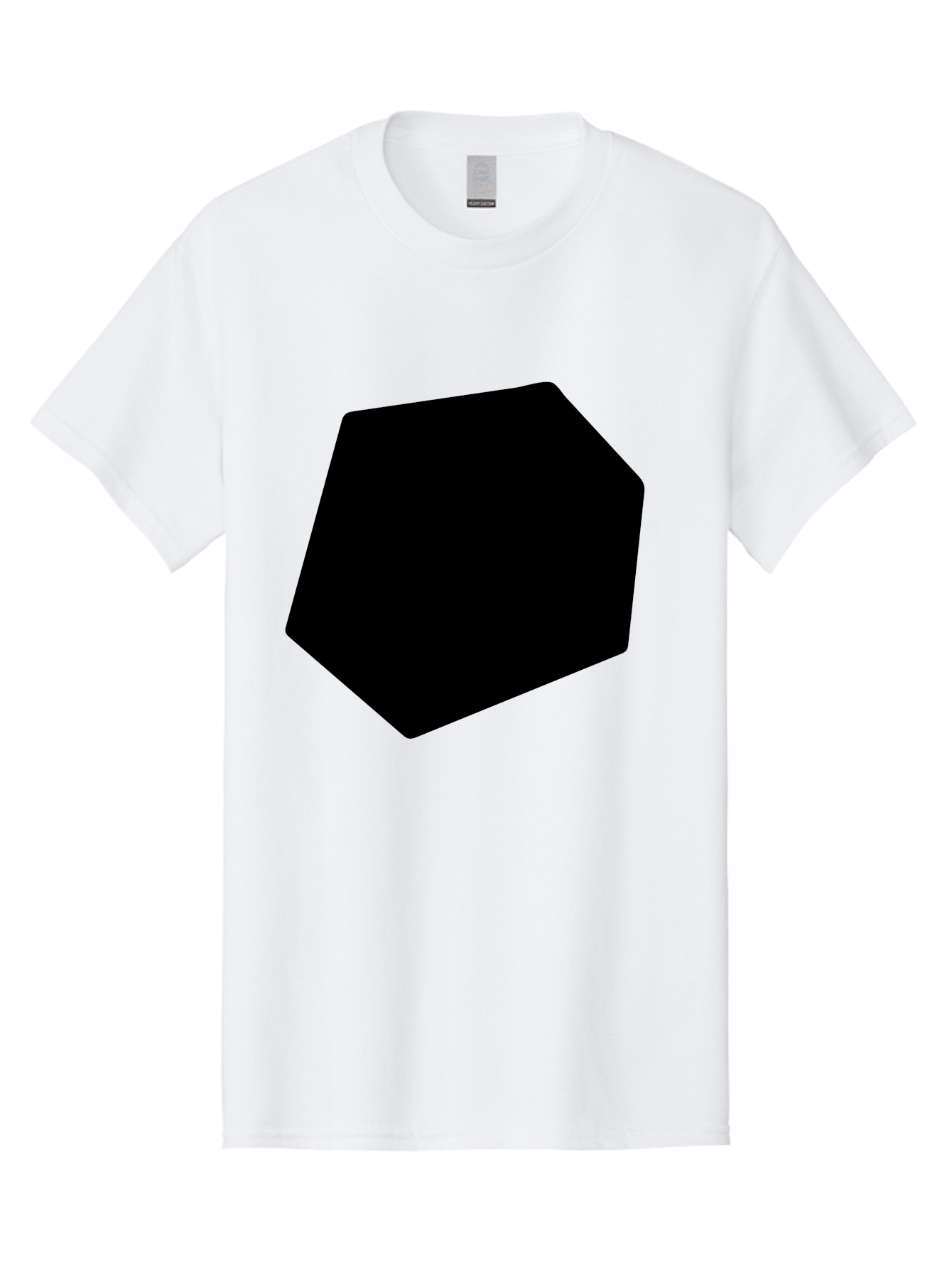 Black-Pentagon Men'S Graphic Tee, 100% Cotton, Comfortable Casual Summer Wear, Machine Washable, Black Heptagon, Geometric Shape, Abstract Design, Minimalist Art, Seven-Sided Polygon, Bold Graphics, Modern Simplicity -  Aaa389