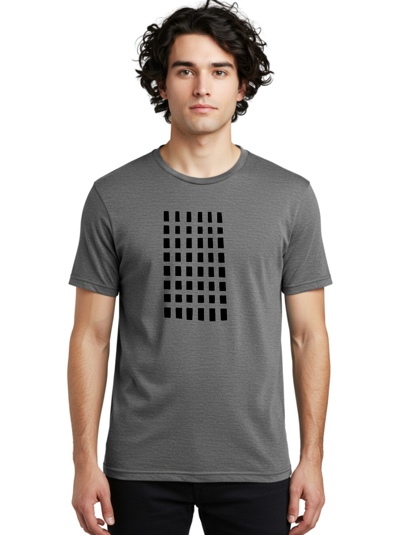 Black-Rectangles Men'S Graphic Tee, 100% Cotton, Comfortable Casual Summer Wear, Machine Washable, Grid Of Black Rectangles, Geometric Pattern, Bold Design, Simple Shapes, Modern Art, Graphic Design Elements -  Aaa390