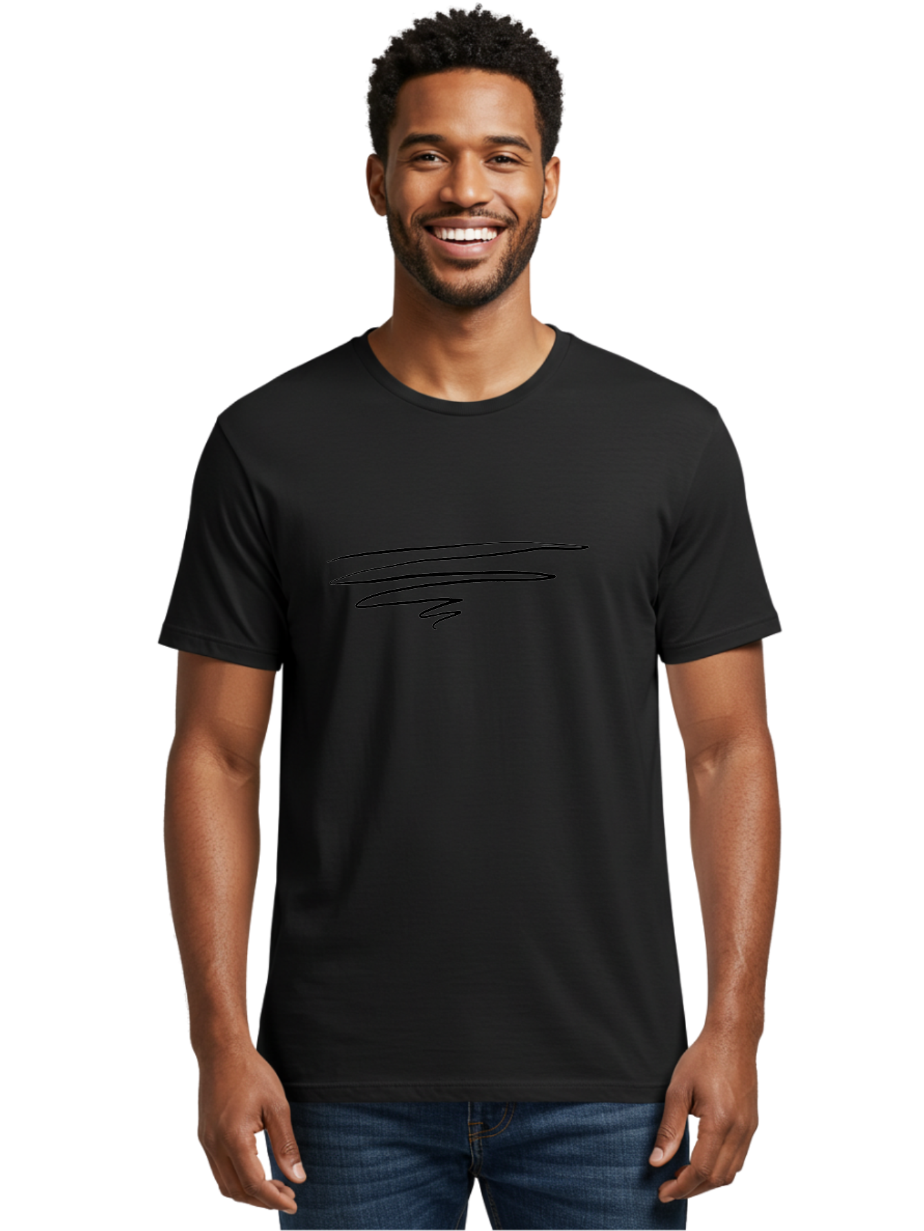 Black-Scribble Men'S Graphic Tee, 100% Cotton, Comfortable Casual Summer Wear, Machine Washable, Black Scribble, Abstract Art, Hand Drawn Design, Dynamic Lines, Modern Graphic, Artistic Expression, Simple Yet Bold -  Aaa391