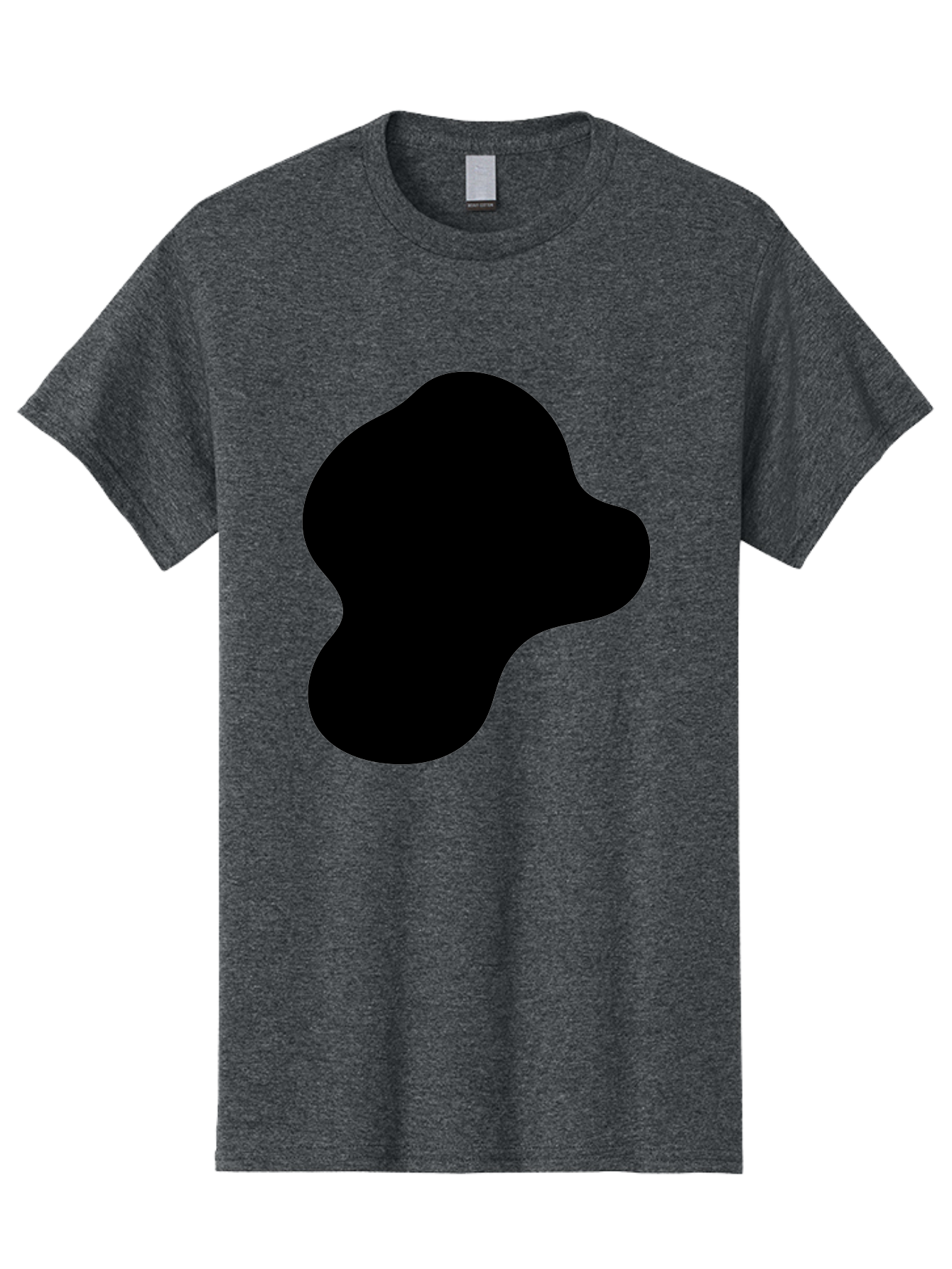 Black-Silhouette Men'S Graphic Tee, 100% Cotton, Comfortable Casual Summer Wear, Machine Washable, Black Blob Shape, Abstract Design, Minimalist Art, Modern Graphic, Simple Silhouette, Abstract Form -  Aaa395