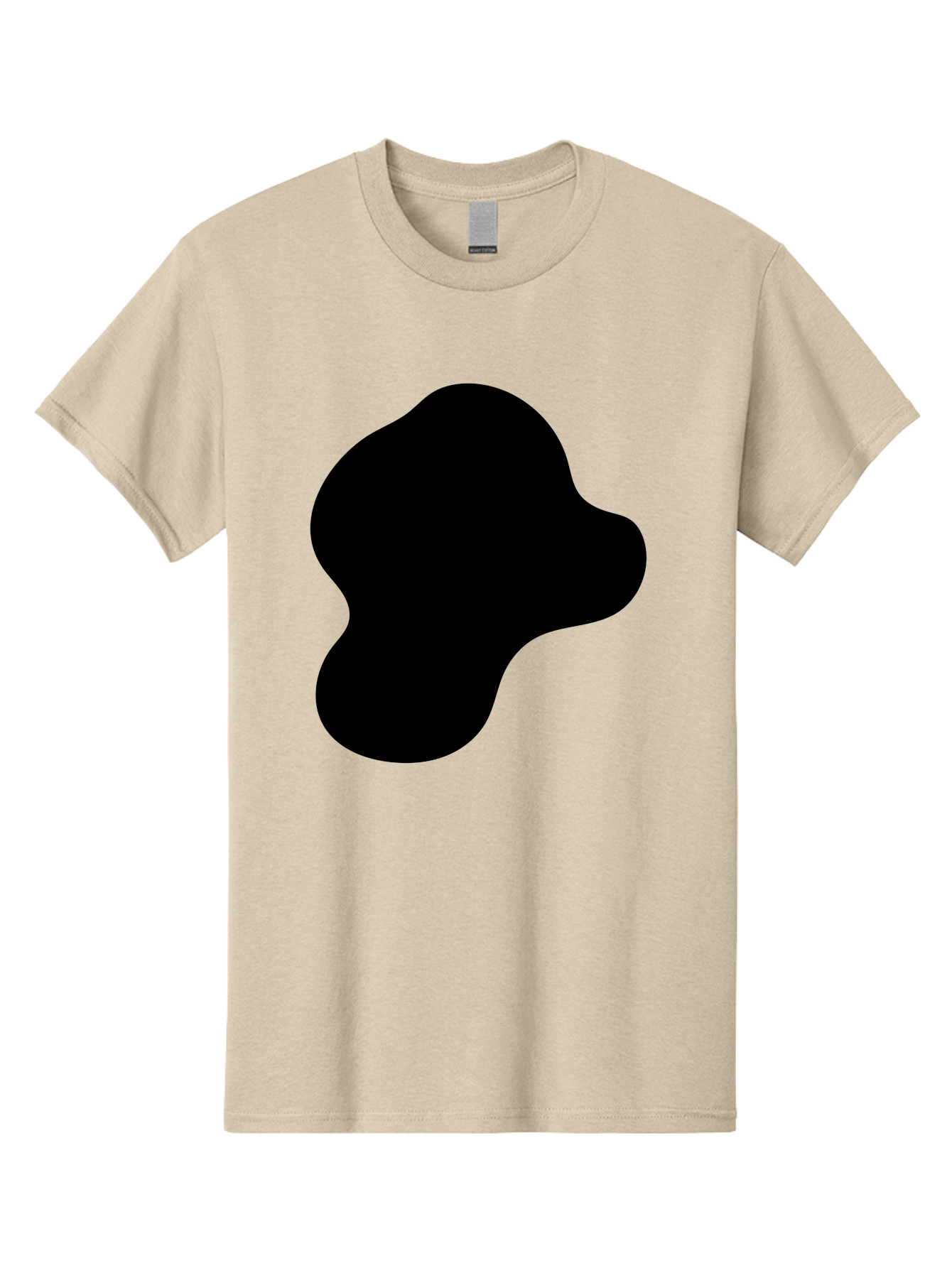 Black-Silhouette Men'S Graphic Tee, 100% Cotton, Comfortable Casual Summer Wear, Machine Washable, Black Blob Shape, Abstract Design, Minimalist Art, Modern Graphic, Simple Silhouette, Abstract Form -  Aaa395