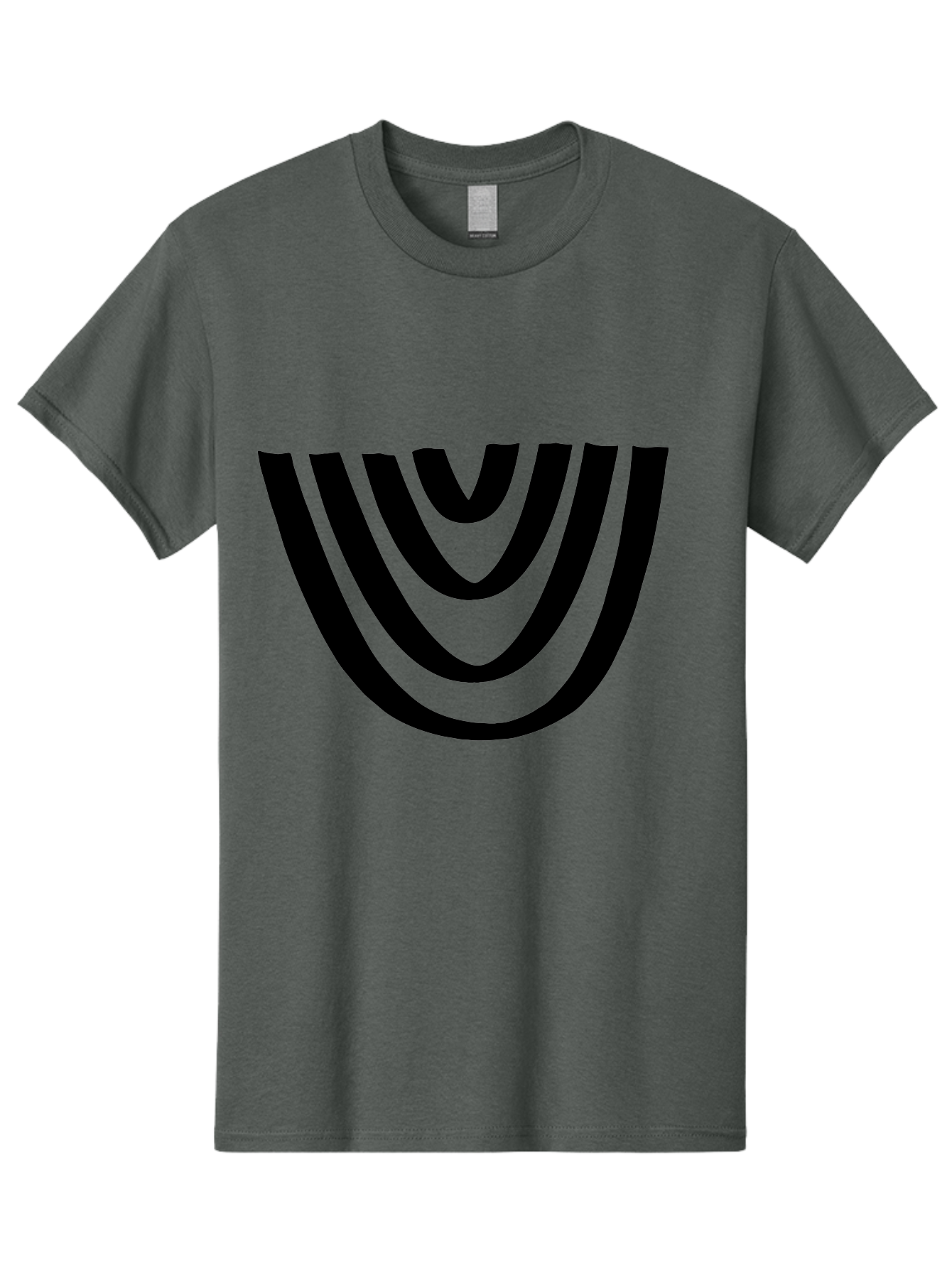 Black-U-Shaped-Lines Men'S Graphic Tee, 100% Cotton, Comfortable Casual Summer Wear, Machine Washable, Curved Lines, Abstract Design, Black Lines, Layered Effect, Modern Art, Geometric Pattern, Minimalistic Style -  Aaa398
