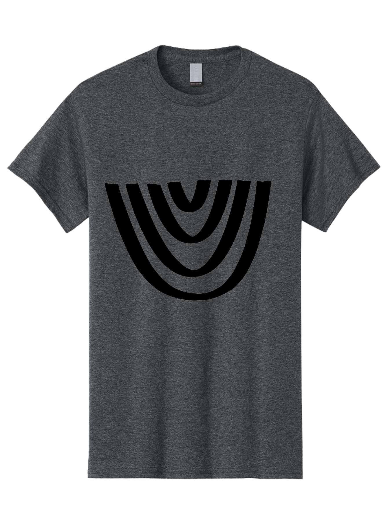 Black-U-Shaped-Lines Men'S Graphic Tee, 100% Cotton, Comfortable Casual Summer Wear, Machine Washable, Curved Lines, Abstract Design, Black Lines, Layered Effect, Modern Art, Geometric Pattern, Minimalistic Style -  Aaa398