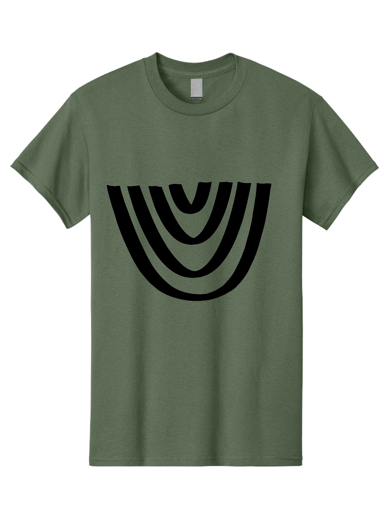 Black-U-Shaped-Lines Men'S Graphic Tee, 100% Cotton, Comfortable Casual Summer Wear, Machine Washable, Curved Lines, Abstract Design, Black Lines, Layered Effect, Modern Art, Geometric Pattern, Minimalistic Style -  Aaa398