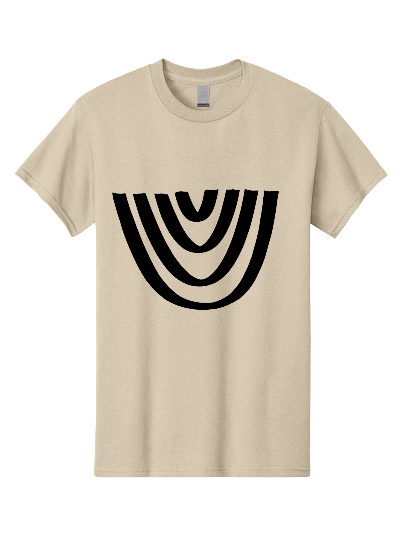 Black-U-Shaped-Lines Men'S Graphic Tee, 100% Cotton, Comfortable Casual Summer Wear, Machine Washable, Curved Lines, Abstract Design, Black Lines, Layered Effect, Modern Art, Geometric Pattern, Minimalistic Style -  Aaa398