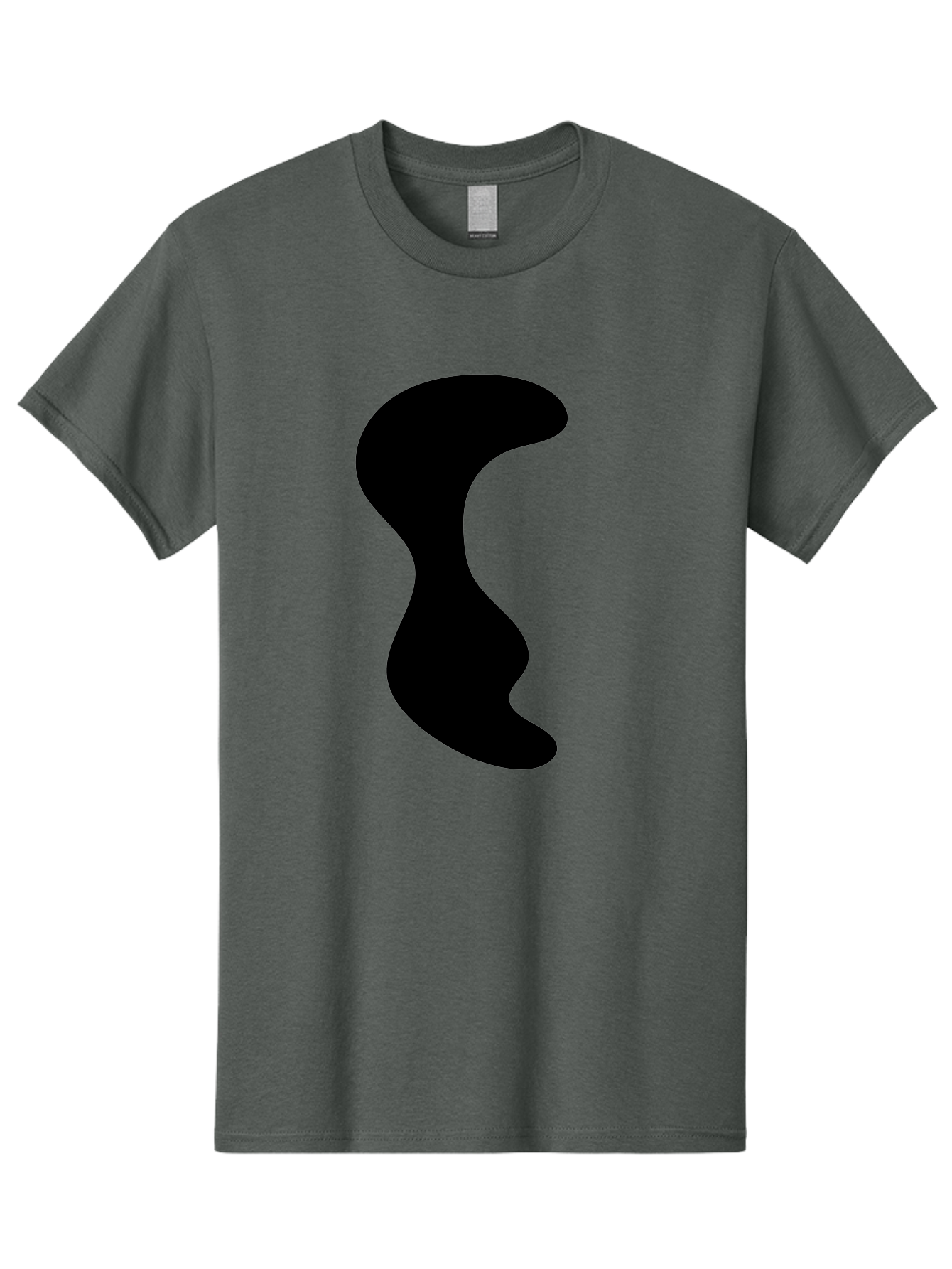 Black-Wavy-Shape Men'S Graphic Tee, 100% Cotton, Comfortable Casual Summer Wear, Machine Washable, Abstract Black Shape, Fluid Design, Modern Art, Sleek Silhouette, Minimalist Graphics, Dynamic Curve -  Aaa399