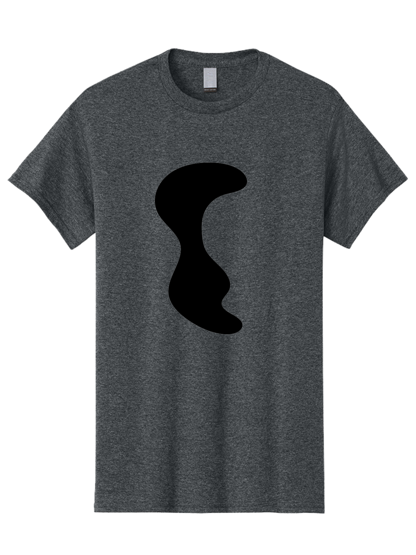 Black-Wavy-Shape Men'S Graphic Tee, 100% Cotton, Comfortable Casual Summer Wear, Machine Washable, Abstract Black Shape, Fluid Design, Modern Art, Sleek Silhouette, Minimalist Graphics, Dynamic Curve -  Aaa399