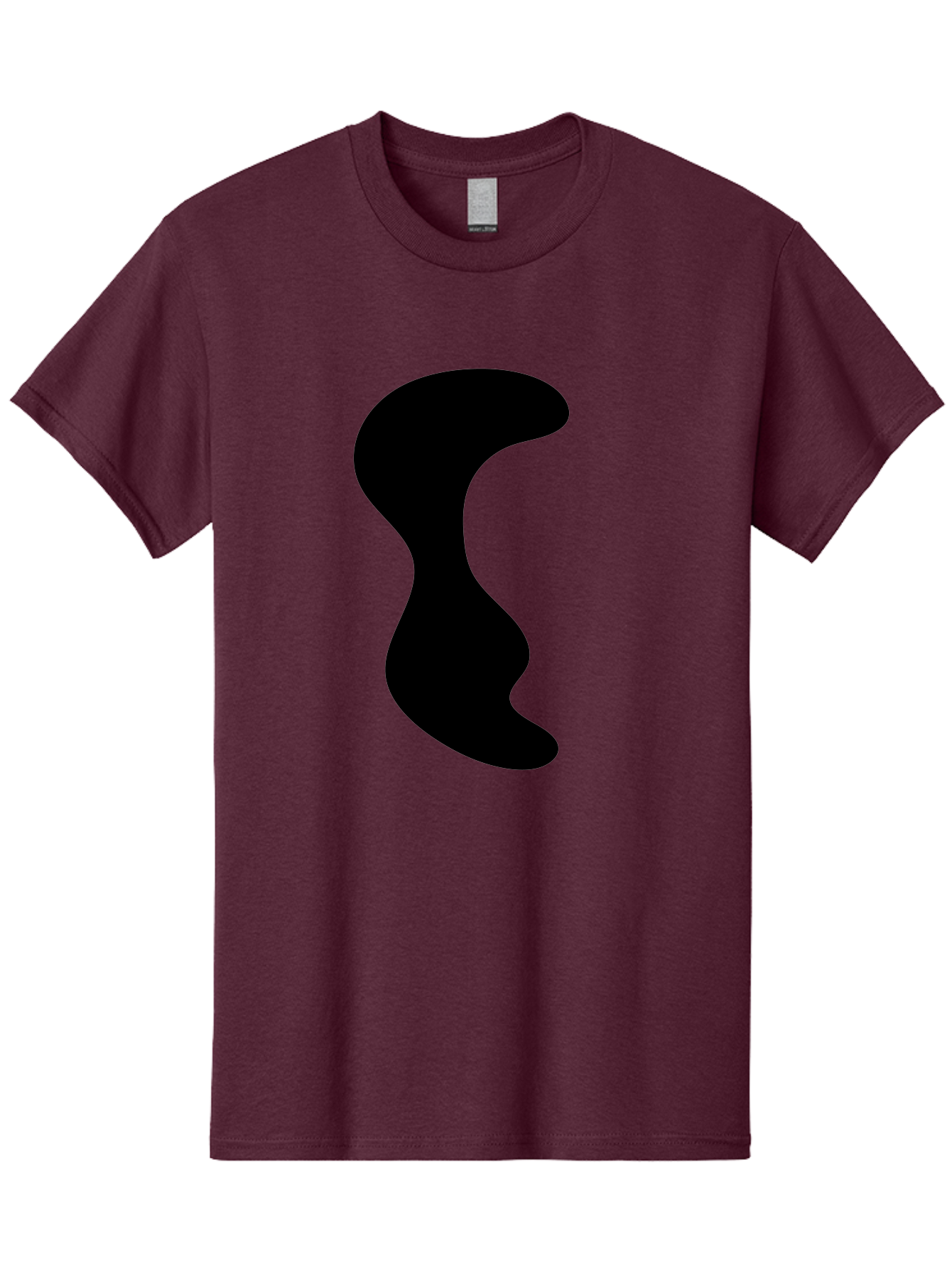 Black-Wavy-Shape Men'S Graphic Tee, 100% Cotton, Comfortable Casual Summer Wear, Machine Washable, Abstract Black Shape, Fluid Design, Modern Art, Sleek Silhouette, Minimalist Graphics, Dynamic Curve -  Aaa399