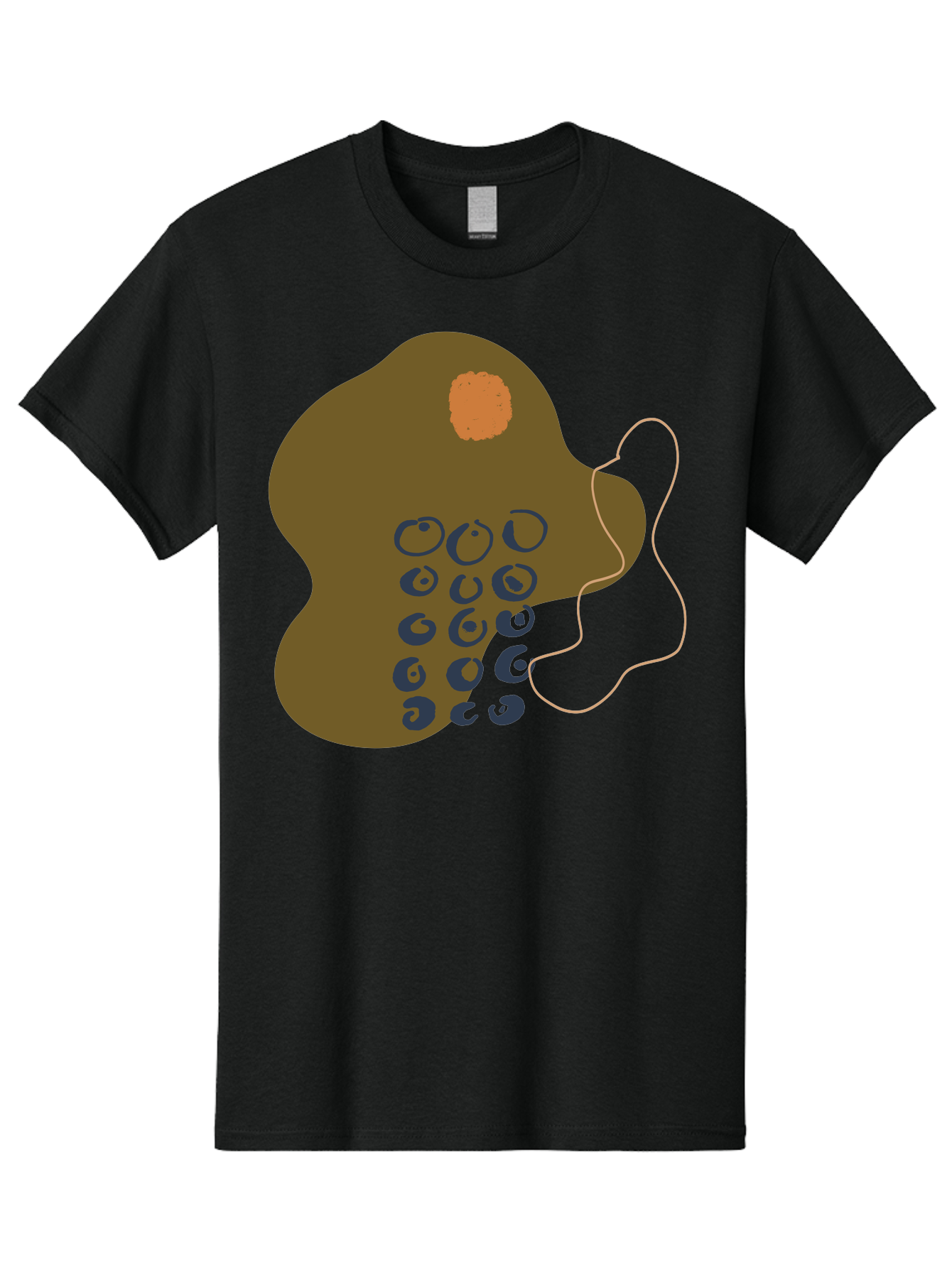 Brown-Blob Men'S Graphic Tee, 100% Cotton, Comfortable Casual Summer Wear, Machine Washable, Abstract Art, Modern Design, Blue Circles, Brown Blob, Irregular Shape, Creative Expression, Digital Illustration, Unique Pattern -  Aaa403