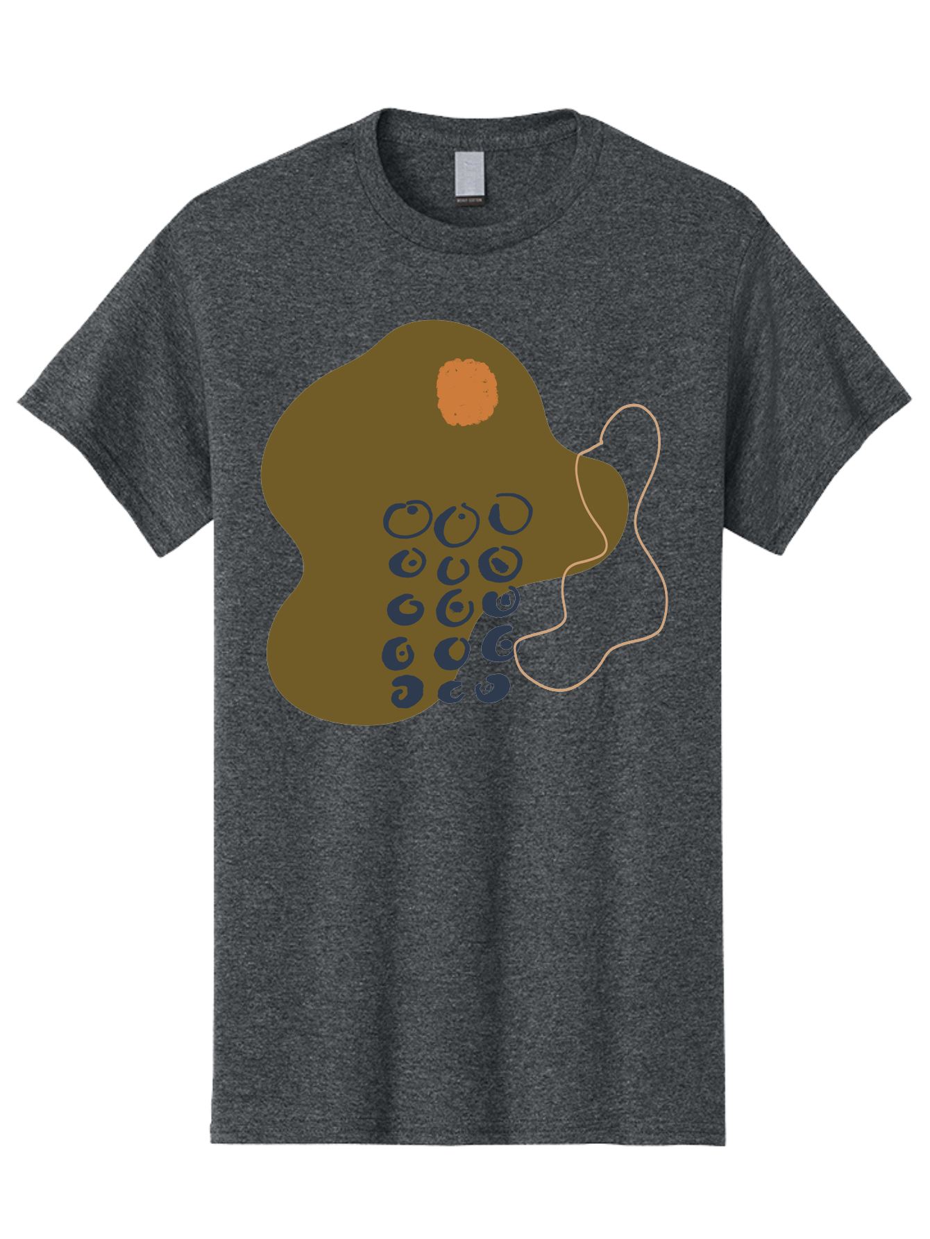 Brown-Blob Men'S Graphic Tee, 100% Cotton, Comfortable Casual Summer Wear, Machine Washable, Abstract Art, Modern Design, Blue Circles, Brown Blob, Irregular Shape, Creative Expression, Digital Illustration, Unique Pattern -  Aaa403
