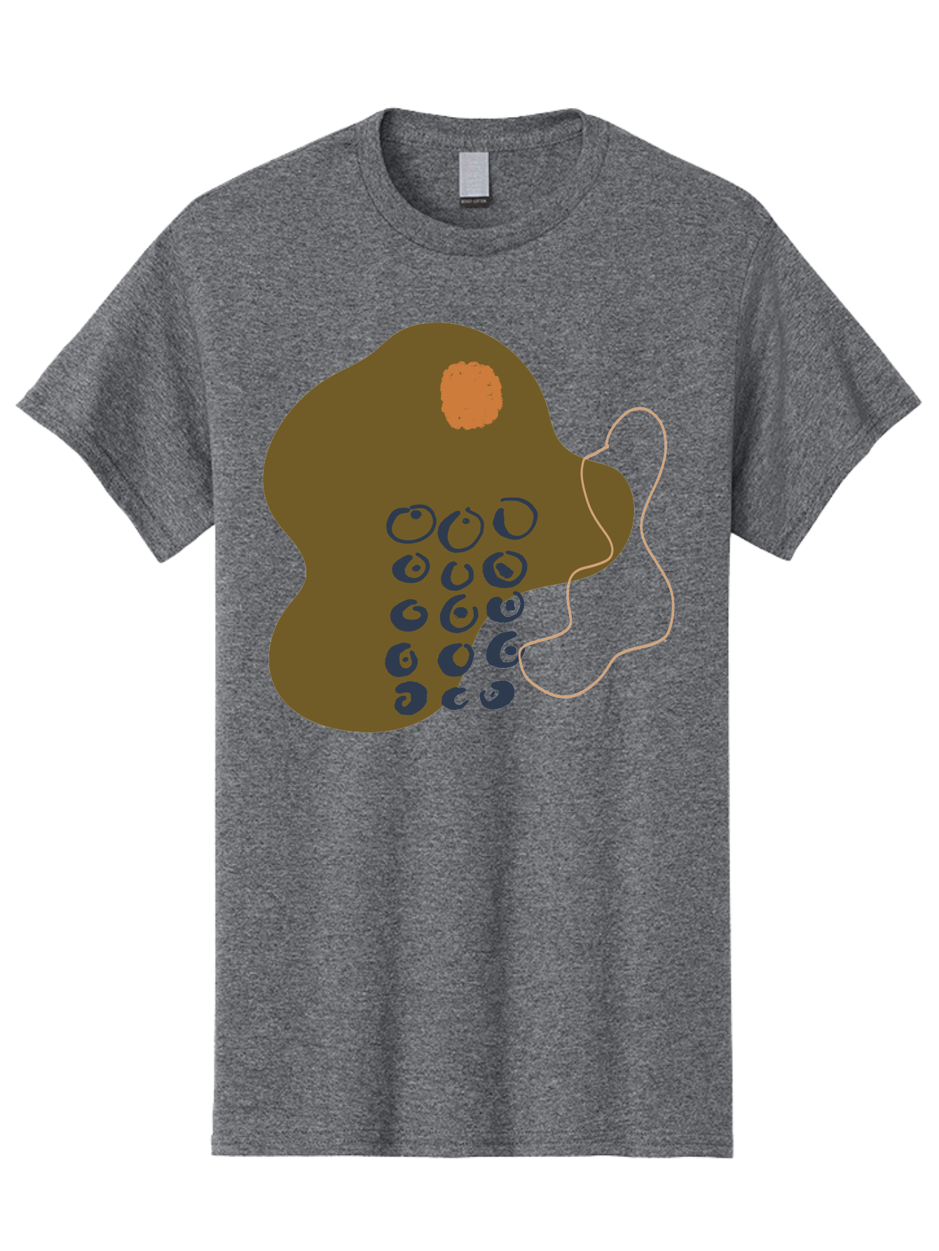Brown-Blob Men'S Graphic Tee, 100% Cotton, Comfortable Casual Summer Wear, Machine Washable, Abstract Art, Modern Design, Blue Circles, Brown Blob, Irregular Shape, Creative Expression, Digital Illustration, Unique Pattern -  Aaa403