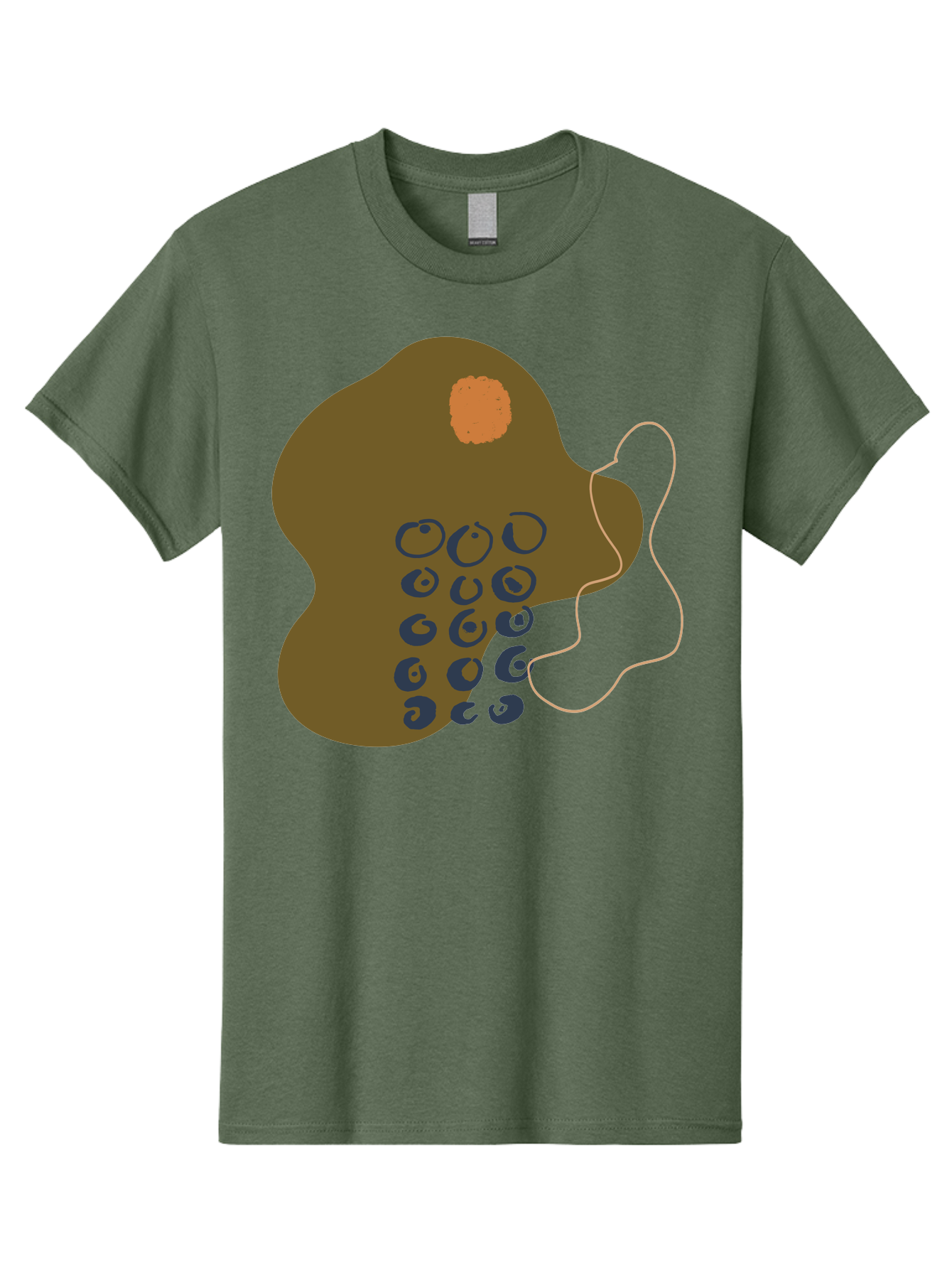Brown-Blob Men'S Graphic Tee, 100% Cotton, Comfortable Casual Summer Wear, Machine Washable, Abstract Art, Modern Design, Blue Circles, Brown Blob, Irregular Shape, Creative Expression, Digital Illustration, Unique Pattern -  Aaa403