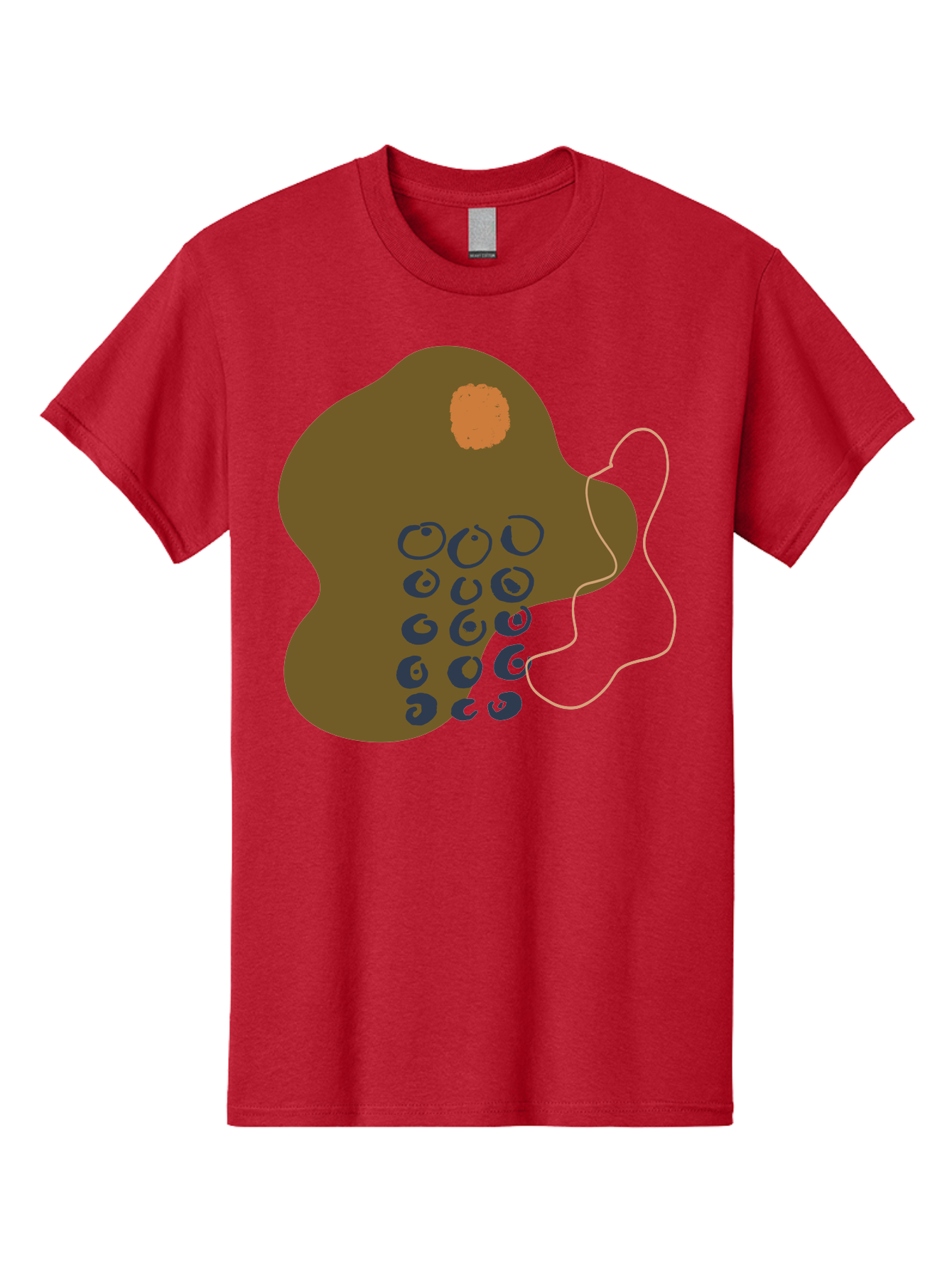 Brown-Blob Men'S Graphic Tee, 100% Cotton, Comfortable Casual Summer Wear, Machine Washable, Abstract Art, Modern Design, Blue Circles, Brown Blob, Irregular Shape, Creative Expression, Digital Illustration, Unique Pattern -  Aaa403
