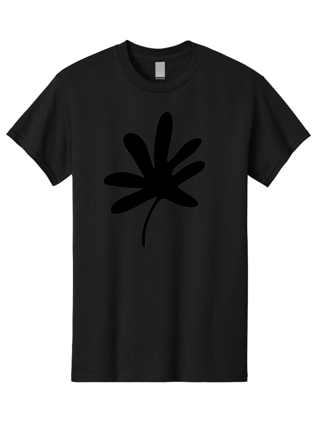Cannabis-Leaf-2 Men'S Graphic Tee, 100% Cotton, Comfortable Casual Summer Wear, Machine Washable, Cannabis Leaf, Marijuana Symbol, Seven Pointed Leaf, Black Silhouette, Simple Design, Graphic Icon, Cannabis Culture, Weed Leaf -  Aaa407