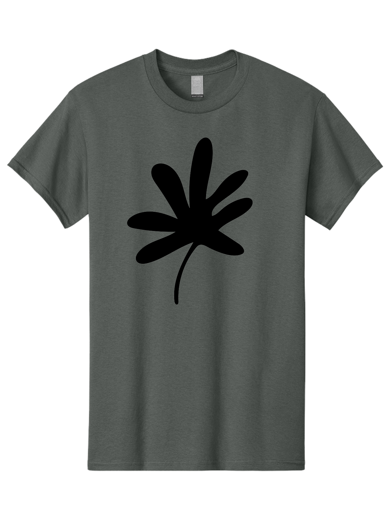 Cannabis-Leaf-2 Men'S Graphic Tee, 100% Cotton, Comfortable Casual Summer Wear, Machine Washable, Cannabis Leaf, Marijuana Symbol, Seven Pointed Leaf, Black Silhouette, Simple Design, Graphic Icon, Cannabis Culture, Weed Leaf -  Aaa407
