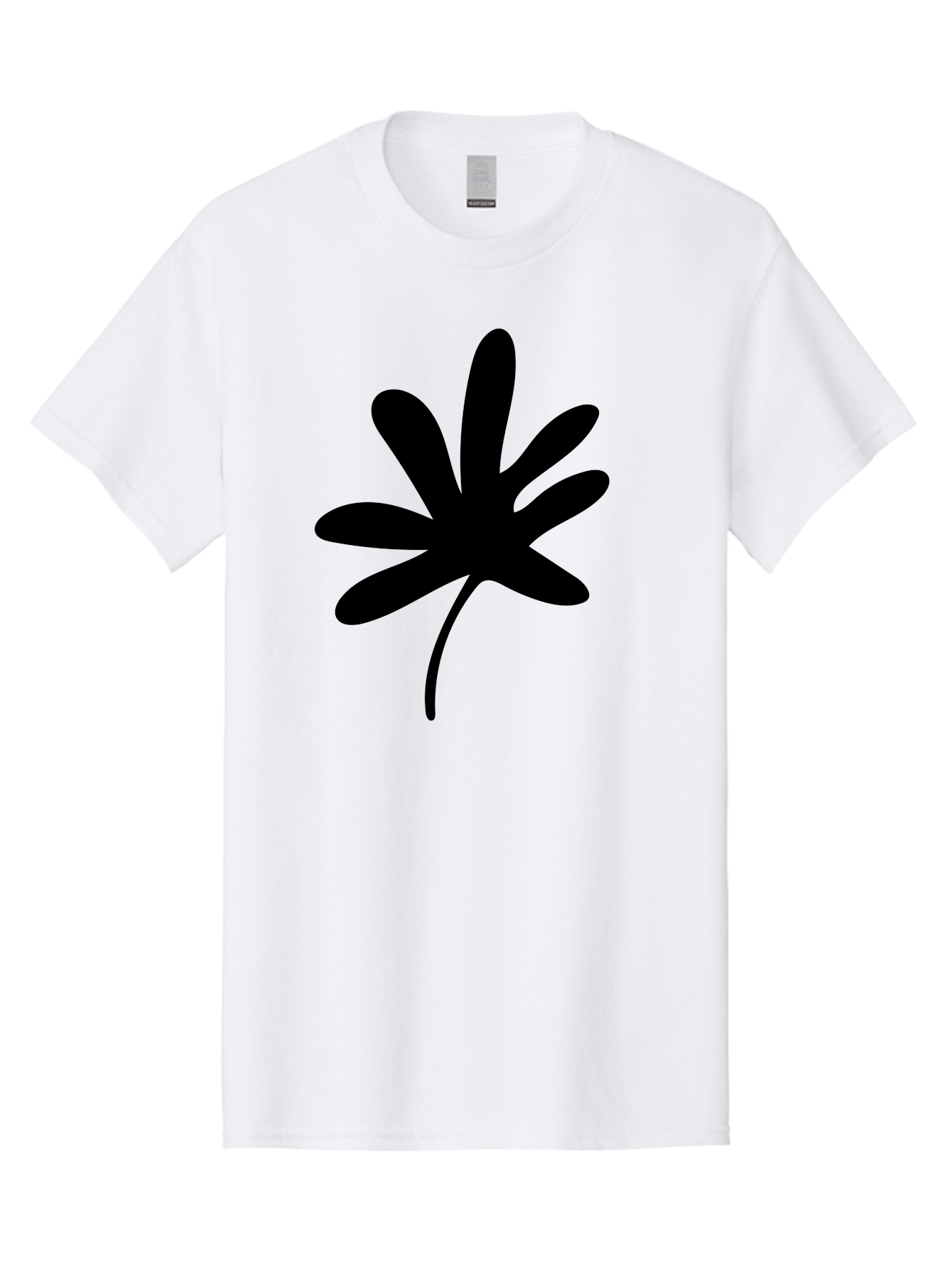 Cannabis-Leaf-2 Men'S Graphic Tee, 100% Cotton, Comfortable Casual Summer Wear, Machine Washable, Cannabis Leaf, Marijuana Symbol, Seven Pointed Leaf, Black Silhouette, Simple Design, Graphic Icon, Cannabis Culture, Weed Leaf -  Aaa407