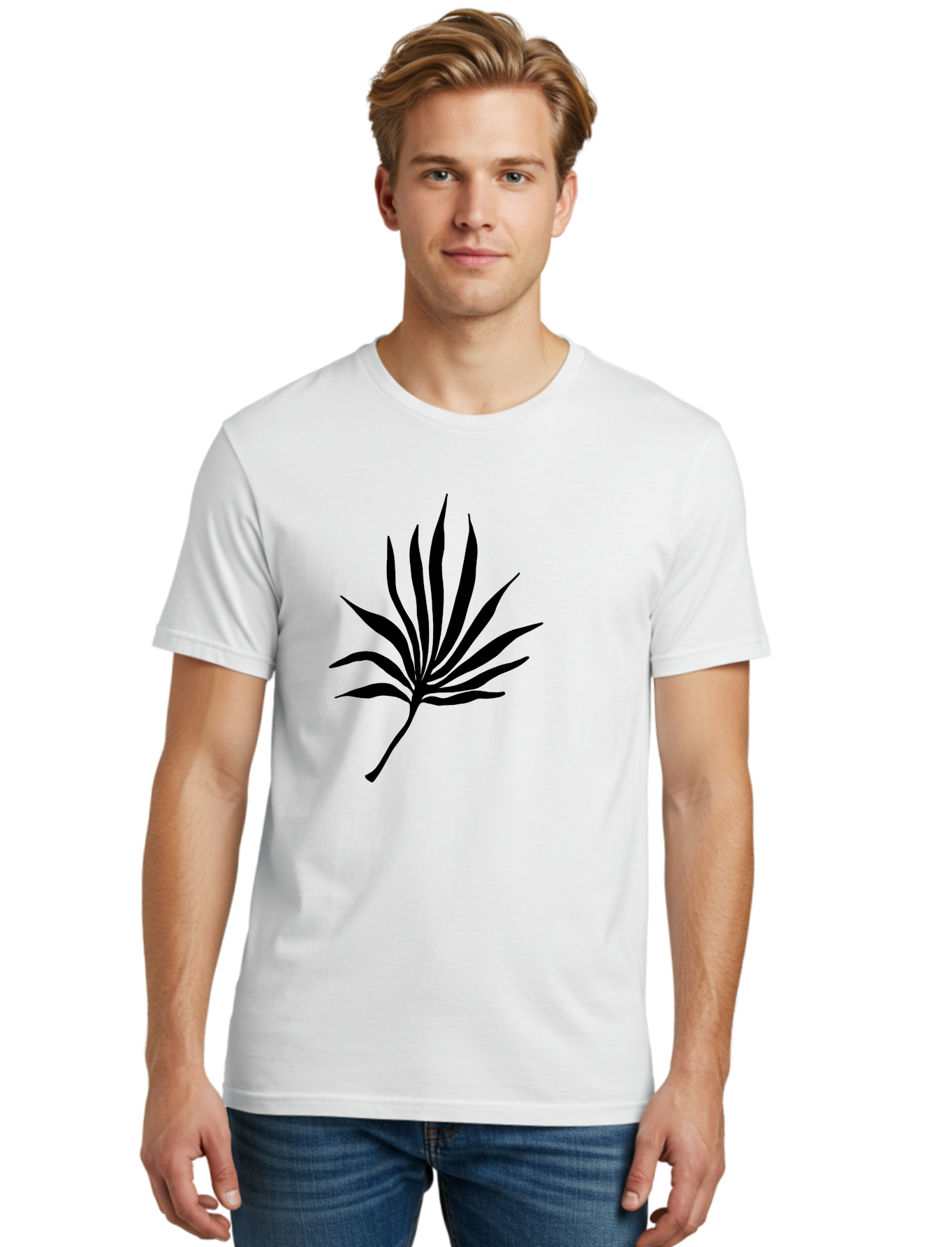 Cannabis-Leaf-3 Men'S Graphic Tee, 100% Cotton, Comfortable Casual Summer Wear, Machine Washable, Cannabis Leaf, Marijuana Leaf, Black Silhouette, Plant Illustration, Leafy Graphic, Cannabis Symbol, Weed Icon, Simple Design, Minimalist Art, -  Aaa408