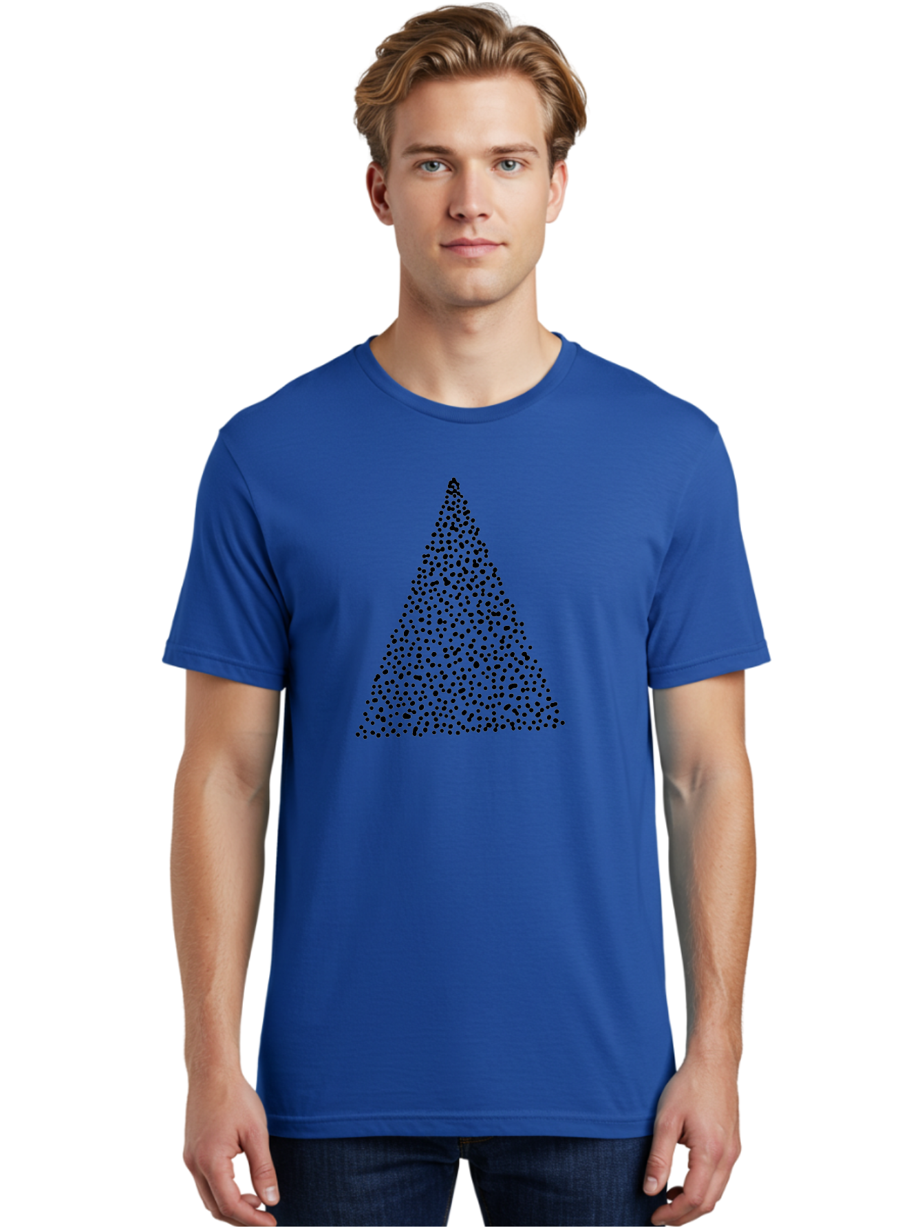 Christmas-Tree Men'S Graphic Tee, 100% Cotton, Comfortable Casual Summer Wear, Machine Washable, Christmas Tree, Black Dots Design, Festive Decor, Holiday Graphics, Minimalist Christmas, Dot Art -  Aaa413