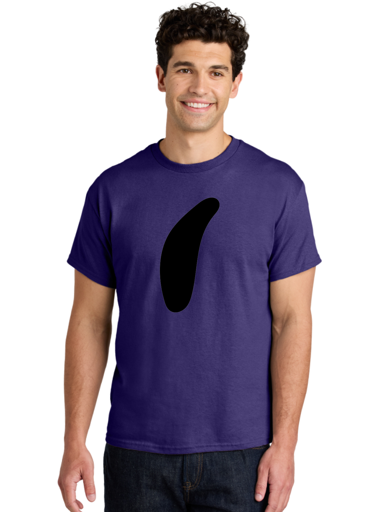 Comma Men'S Graphic Tee, 100% Cotton, Comfortable Casual Summer Wear, Machine Washable, Black Comma, Punctuation Mark, Minimalist Design, Simple Shape, Bold Typography, Modern Graphic -  Aaa416