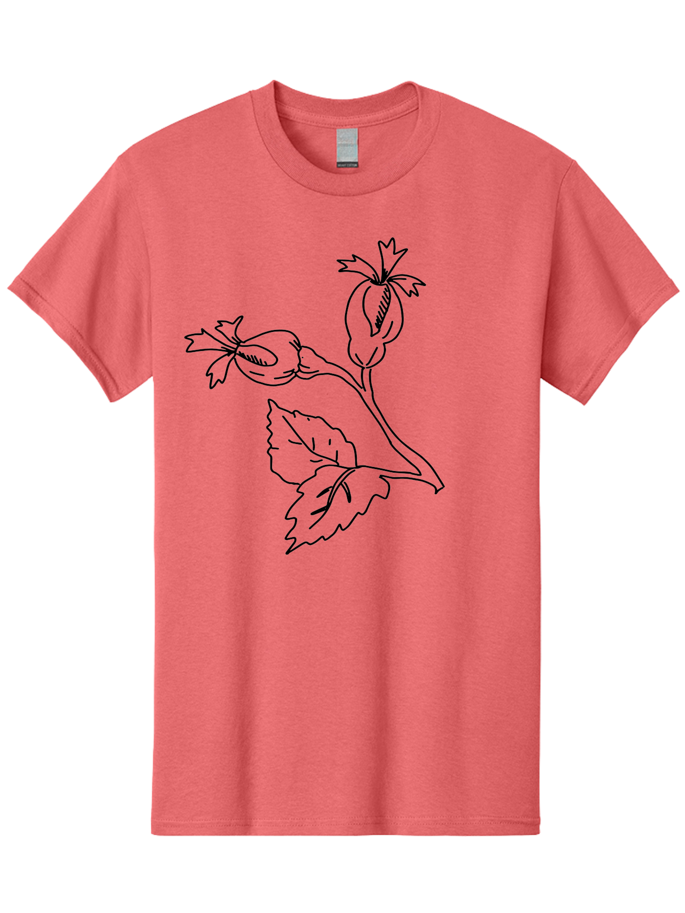 Cotton-Plant Men'S Graphic Tee, 100% Cotton, Comfortable Casual Summer Wear, Machine Washable, Cotton Plant Illustration, Cotton Buds, Simple Line Art, Minimalist Design, Botanical Drawing, Organic Shapes -  Aaa417