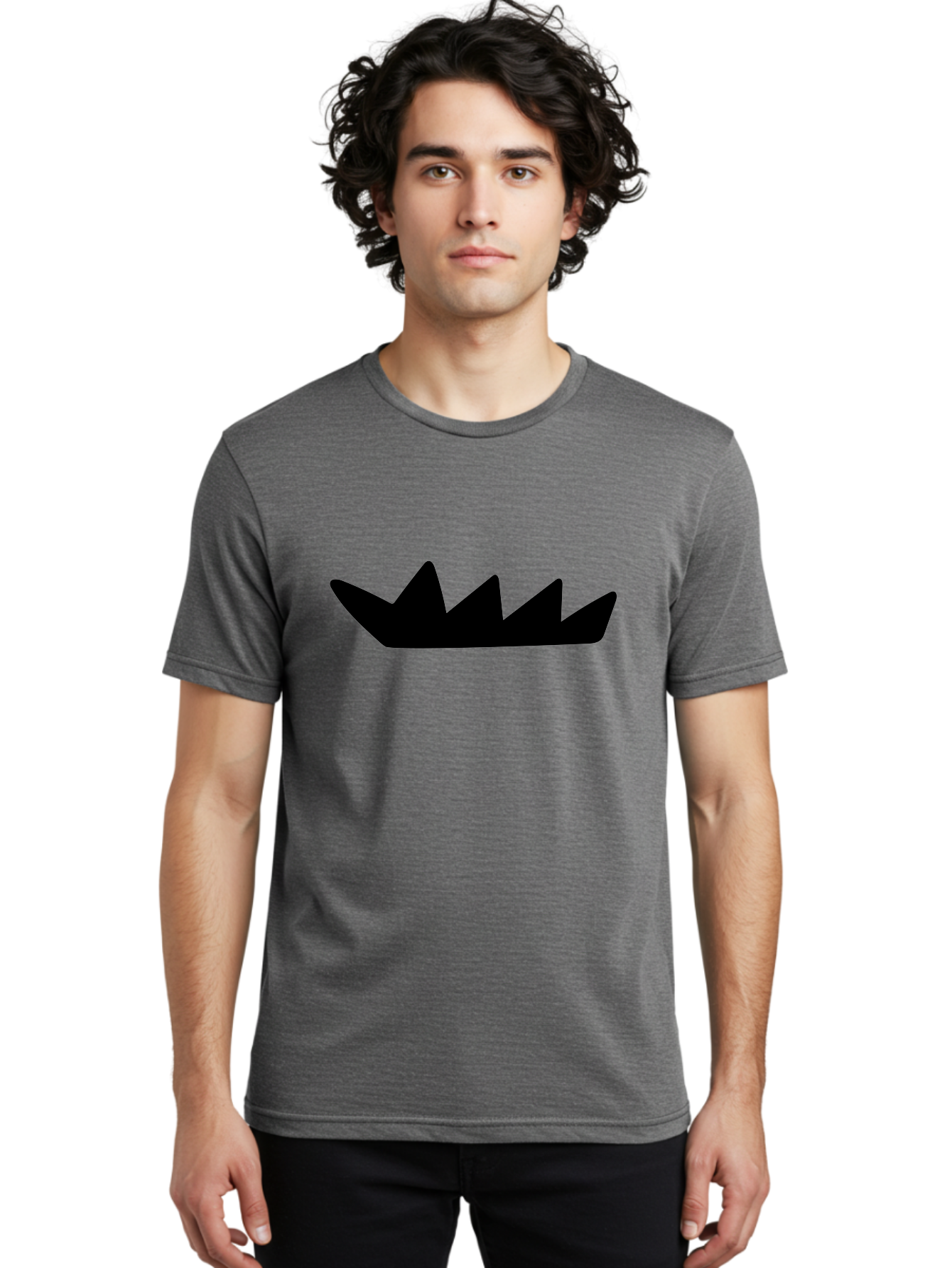 Crown-Icon Men'S Graphic Tee, 100% Cotton, Comfortable Casual Summer Wear, Machine Washable, Black Crown Silhouette, Royal Symbol, Monarch Emblem, Regal Crest, King'S Crown, Royal Icon, Minimalist Design, Vector Graphics -  Aaa419