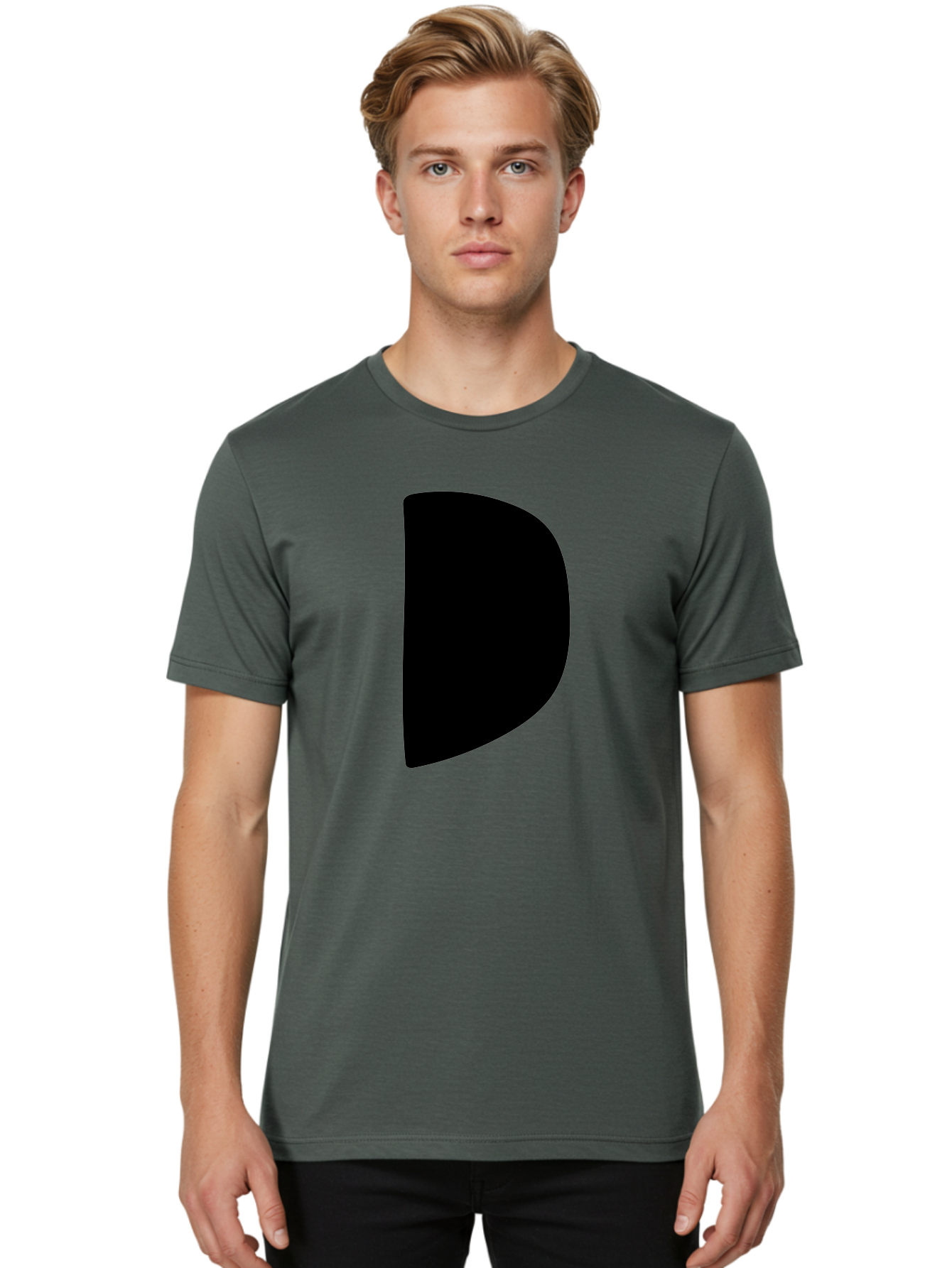 D Men'S Graphic Tee, 100% Cotton, Comfortable Casual Summer Wear, Machine Washable, Modern Typography, Bold Font, Minimalist Design, Sleek Lettering, Simple Shapes, Graphic Design Elements, Abstract Art, Black And Green Color Scheme -  Aaa421