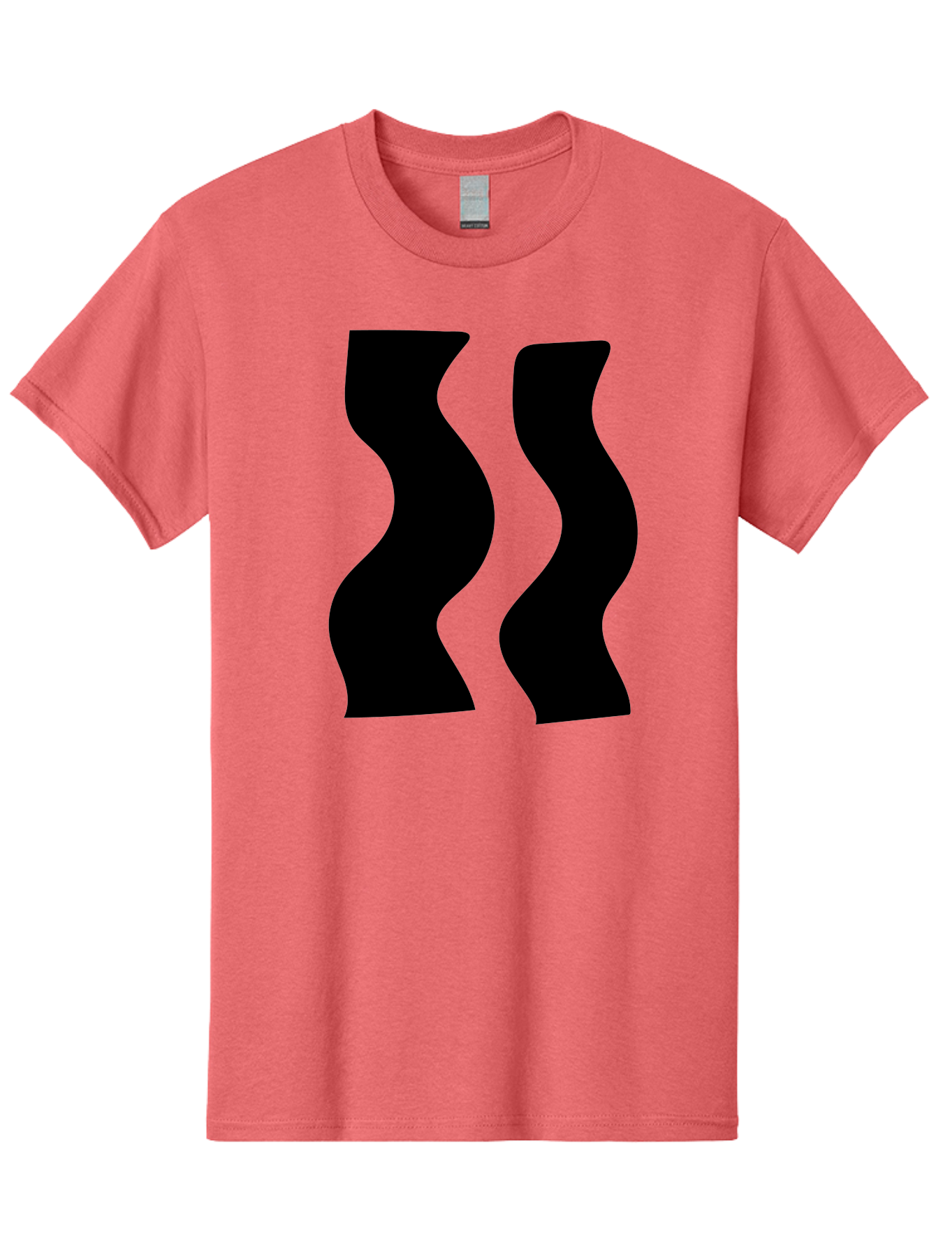 Double-S Men'S Graphic Tee, 100% Cotton, Comfortable Casual Summer Wear, Machine Washable, Wavy Silhouettes, Black Shapes, Abstract Design, Modern Art, Sleek Pattern, Contemporary Style, Graphic Illustration -  Aaa424