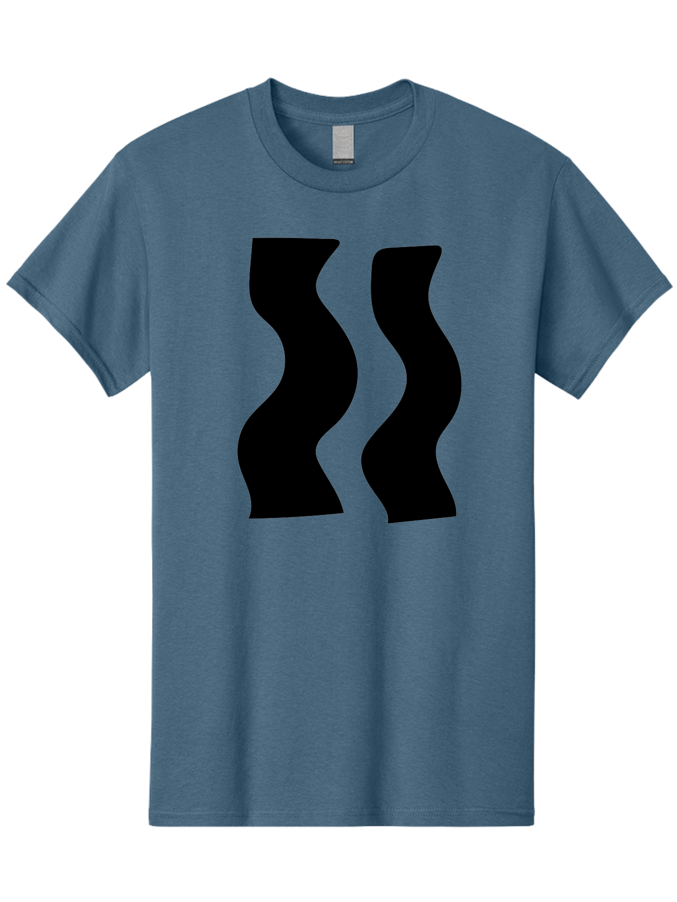 Double-S Men'S Graphic Tee, 100% Cotton, Comfortable Casual Summer Wear, Machine Washable, Wavy Silhouettes, Black Shapes, Abstract Design, Modern Art, Sleek Pattern, Contemporary Style, Graphic Illustration -  Aaa424