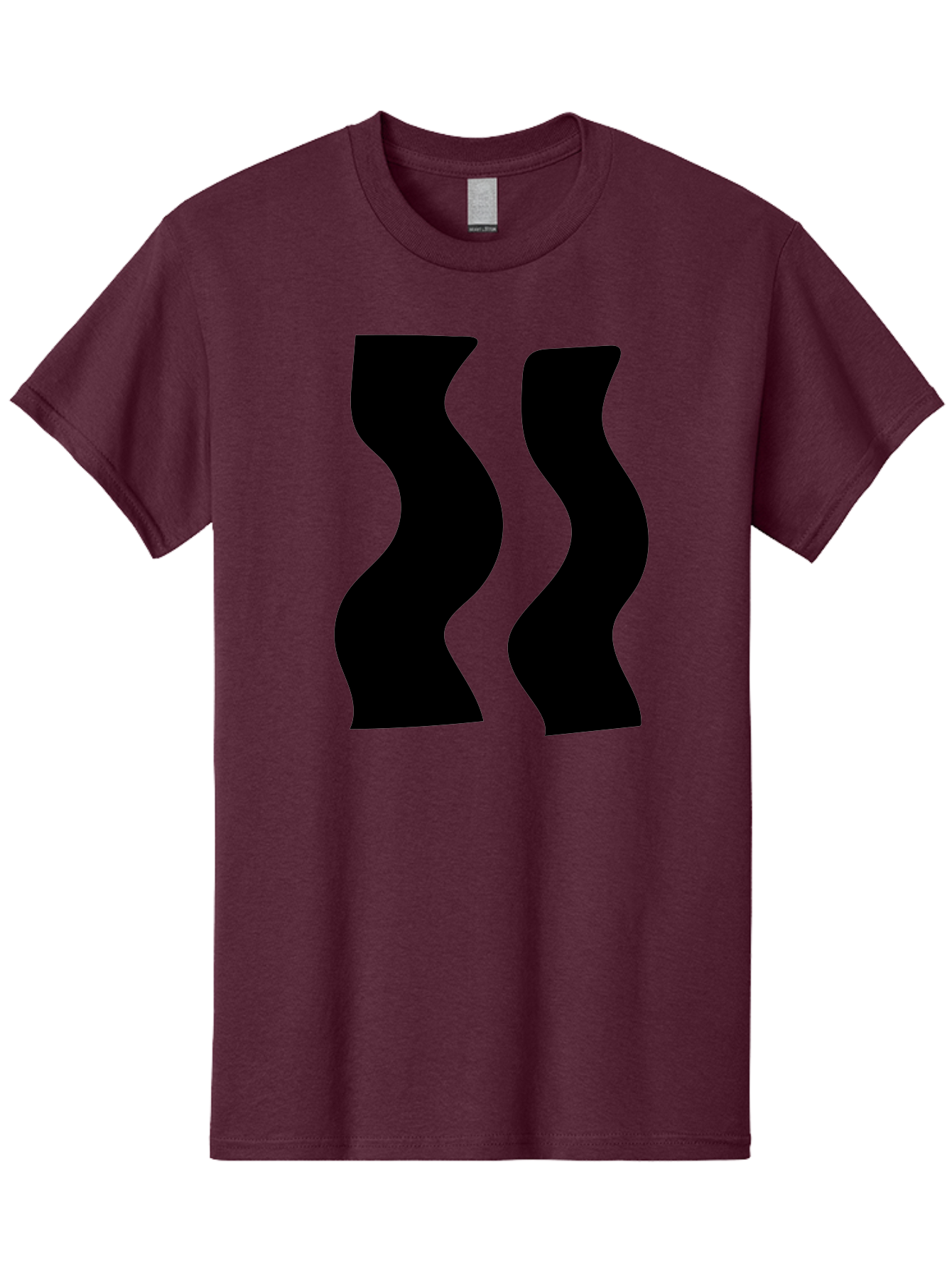 Double-S Men'S Graphic Tee, 100% Cotton, Comfortable Casual Summer Wear, Machine Washable, Wavy Silhouettes, Black Shapes, Abstract Design, Modern Art, Sleek Pattern, Contemporary Style, Graphic Illustration -  Aaa424