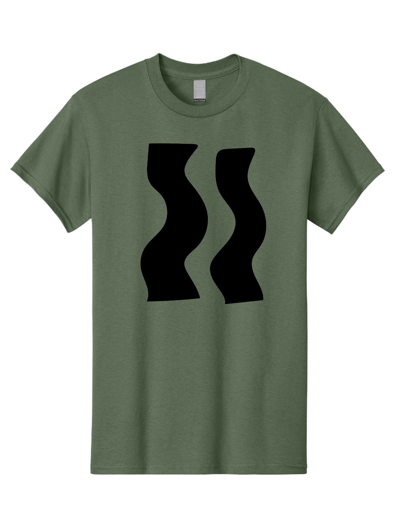 Double-S Men'S Graphic Tee, 100% Cotton, Comfortable Casual Summer Wear, Machine Washable, Wavy Silhouettes, Black Shapes, Abstract Design, Modern Art, Sleek Pattern, Contemporary Style, Graphic Illustration -  Aaa424