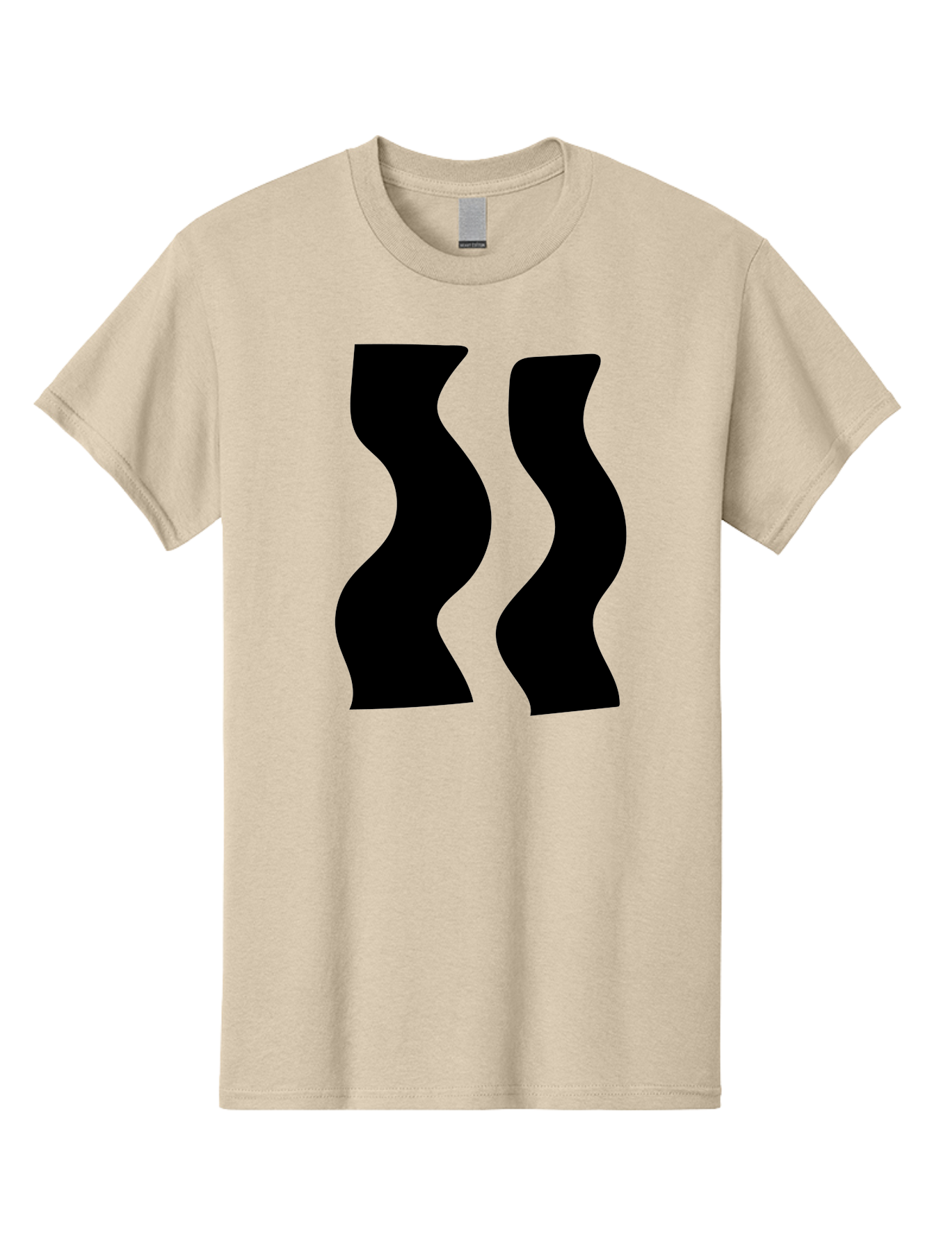 Double-S Men'S Graphic Tee, 100% Cotton, Comfortable Casual Summer Wear, Machine Washable, Wavy Silhouettes, Black Shapes, Abstract Design, Modern Art, Sleek Pattern, Contemporary Style, Graphic Illustration -  Aaa424