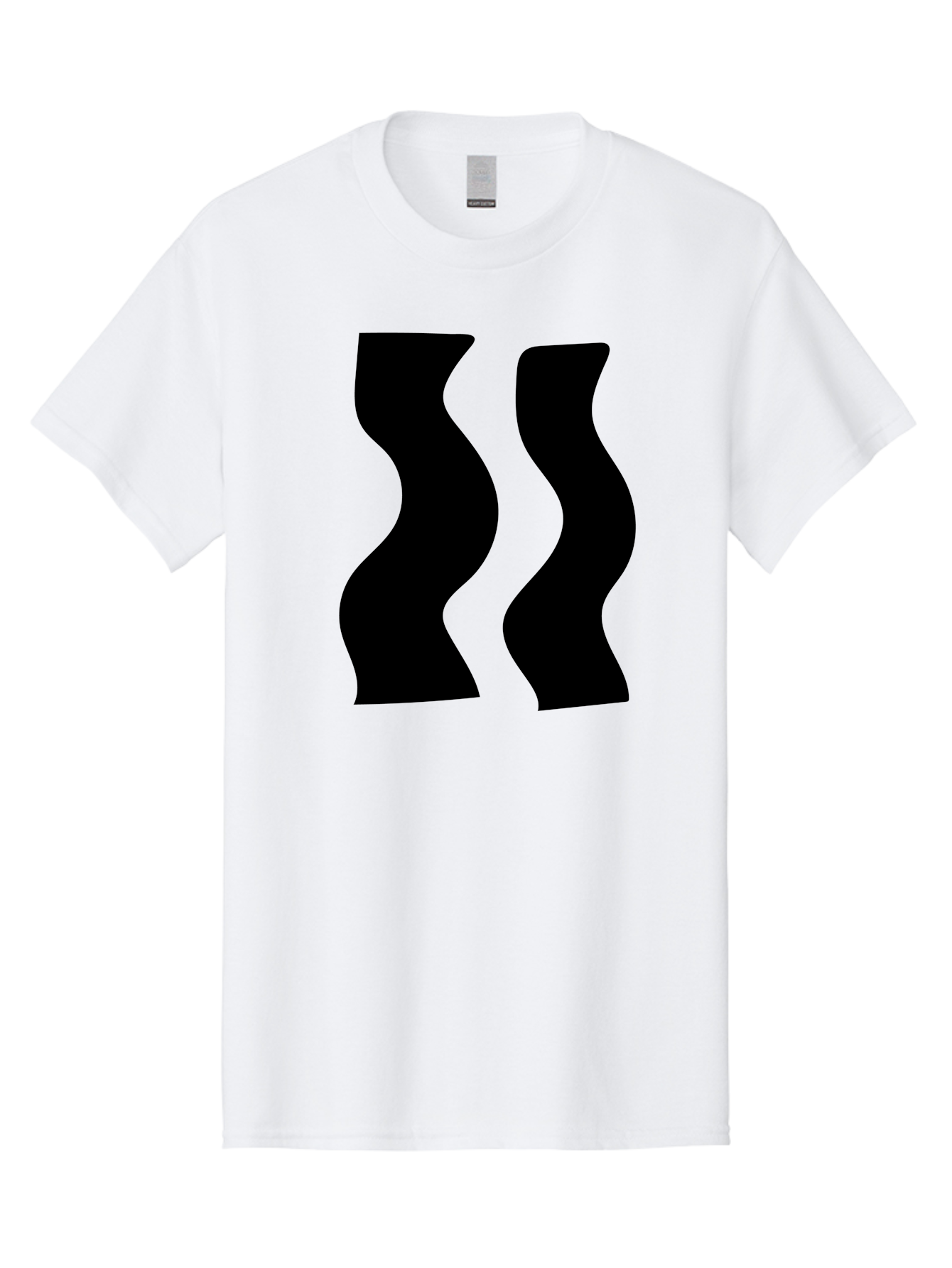 Double-S Men'S Graphic Tee, 100% Cotton, Comfortable Casual Summer Wear, Machine Washable, Wavy Silhouettes, Black Shapes, Abstract Design, Modern Art, Sleek Pattern, Contemporary Style, Graphic Illustration -  Aaa424