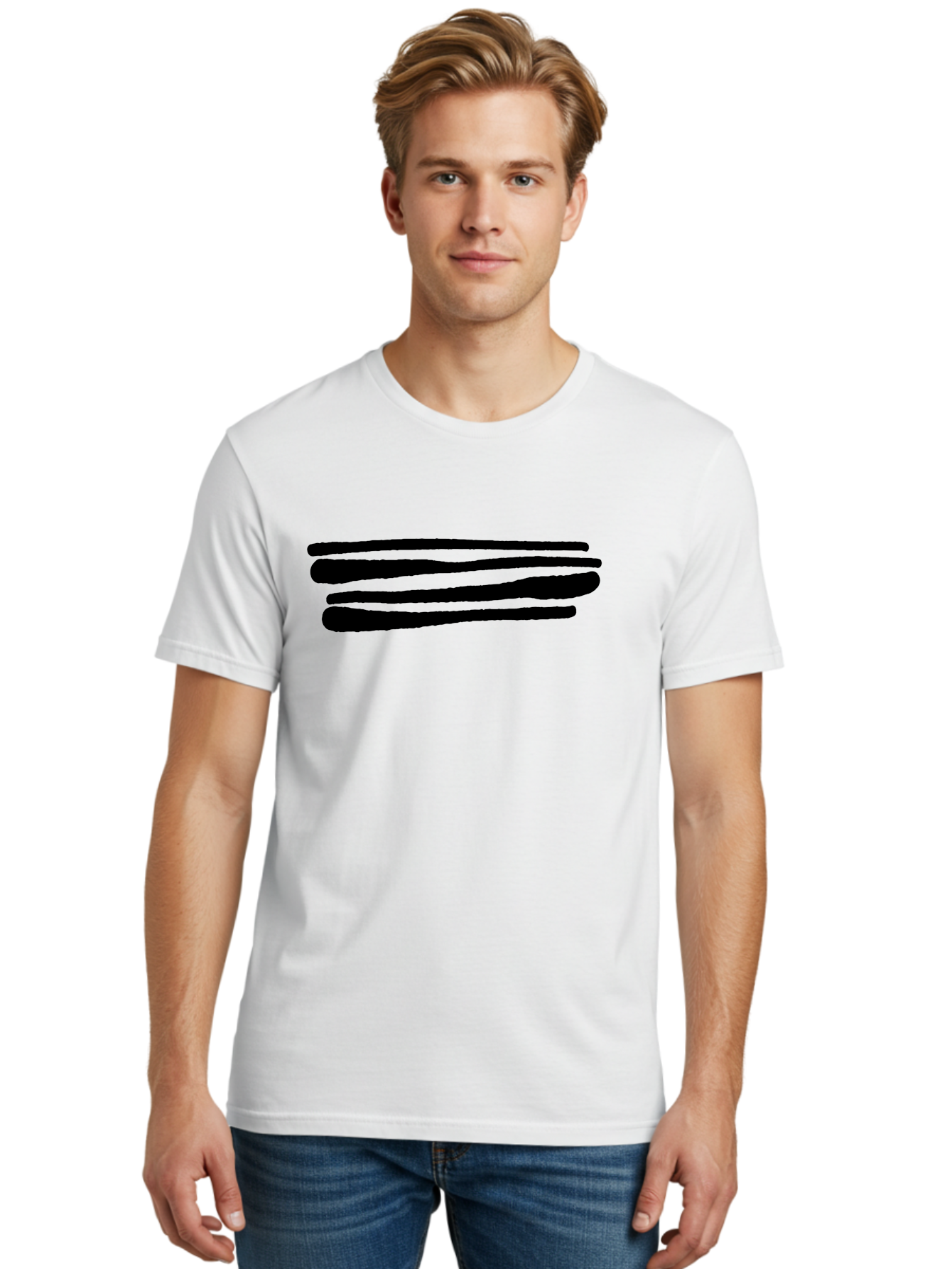 Equal-Sign Men'S Graphic Tee, 100% Cotton, Comfortable Casual Summer Wear, Machine Washable, Equals Sign, Mathematical Symbol, Black Lines, Simple Design, Bold Graphics, Modern Aesthetic, Abstract Art -  Aaa427