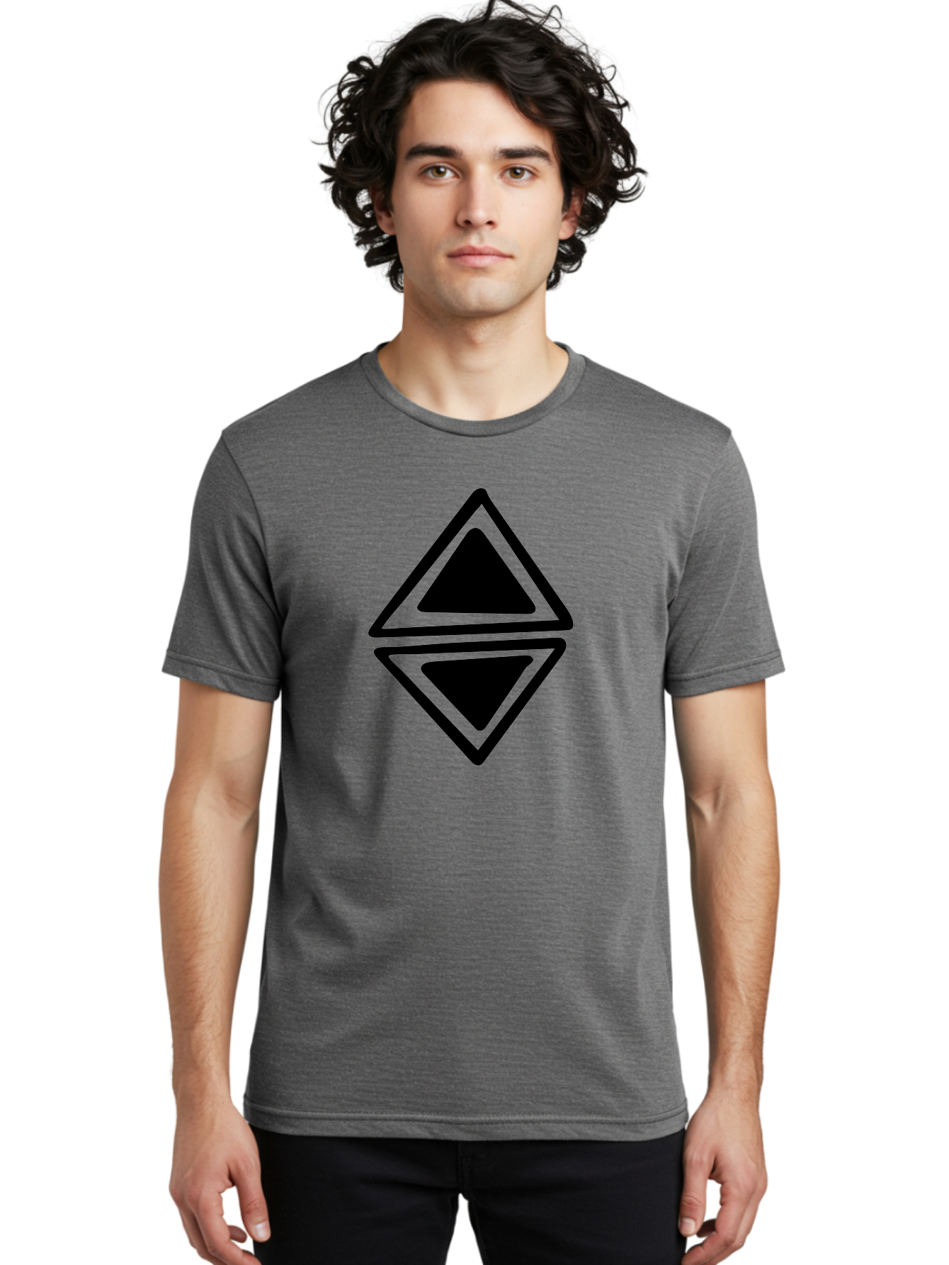 Ethereum-Logo Men'S Graphic Tee, 100% Cotton, Comfortable Casual Summer Wear, Machine Washable, Solana Cryptocurrency Logo, Black Diamond Shape, Geometric Design, Cryptocurrency Symbol, Blockchain Technology, Solana Branding, -  Aaa430