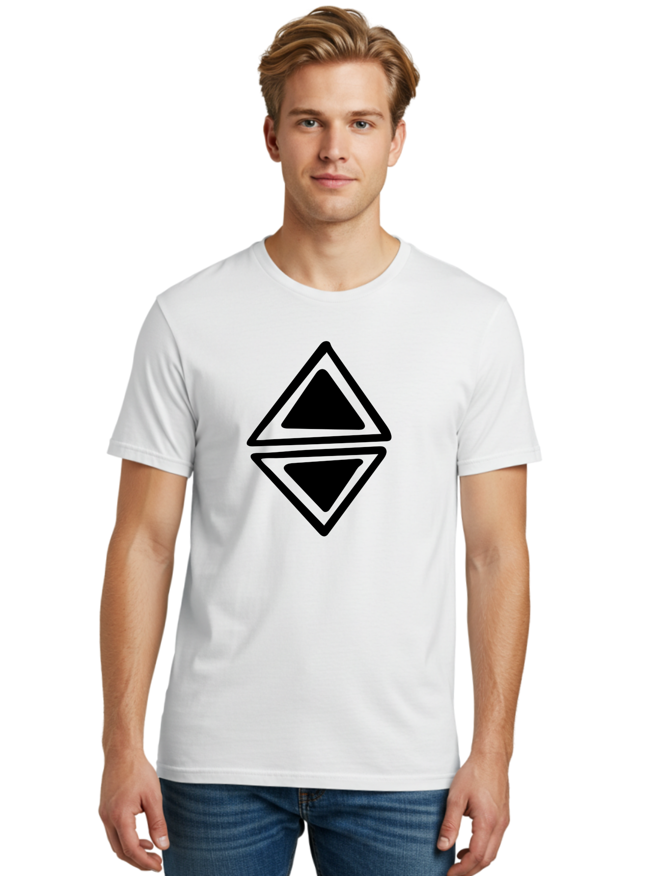 Ethereum-Logo Men'S Graphic Tee, 100% Cotton, Comfortable Casual Summer Wear, Machine Washable, Solana Cryptocurrency Logo, Black Diamond Shape, Geometric Design, Cryptocurrency Symbol, Blockchain Technology, Solana Branding, -  Aaa430