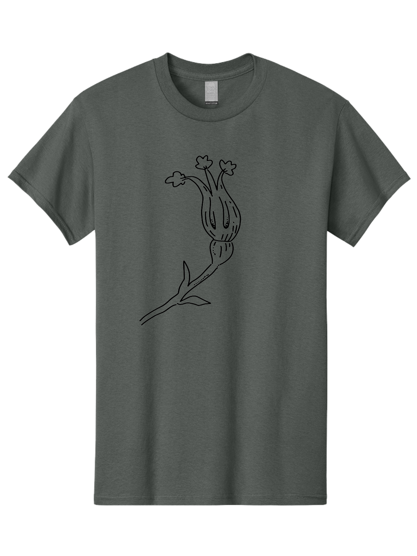 Flower-Illustration Men'S Graphic Tee, 100% Cotton, Comfortable Casual Summer Wear, Machine Washable, Simple Flower Drawing, Minimalist Art, Black Outline, Stylized Blooms, Hand-Drawn Illustration, Floral Design, Cartoon Flower -  Aaa433