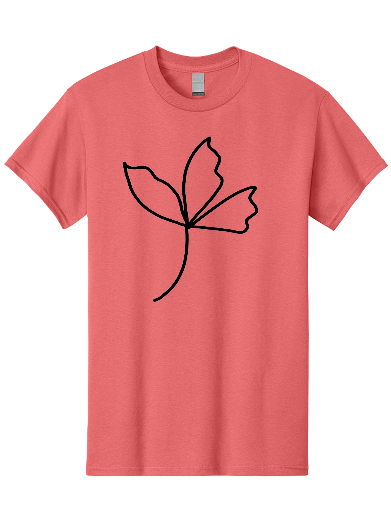 Flower-Outline Men'S Graphic Tee, 100% Cotton, Comfortable Casual Summer Wear, Machine Washable, Four Leaf Clover, Leafy Greens, Symbolic Icon, Minimalist Design, Simple Line Art, Stylized Clover, Elegant Graphics -  Aaa434