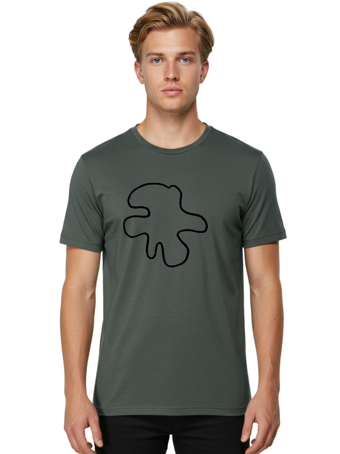 Four-Leaf-Clover Men'S Graphic Tee, 100% Cotton, Comfortable Casual Summer Wear, Machine Washable, Four Leaf Clover, Black Outline, Simple Graphics, Minimalist Design, Symbolic Charm, Good Luck Symbol, Abstract Shapes, Simple Illustration -  Aaa435