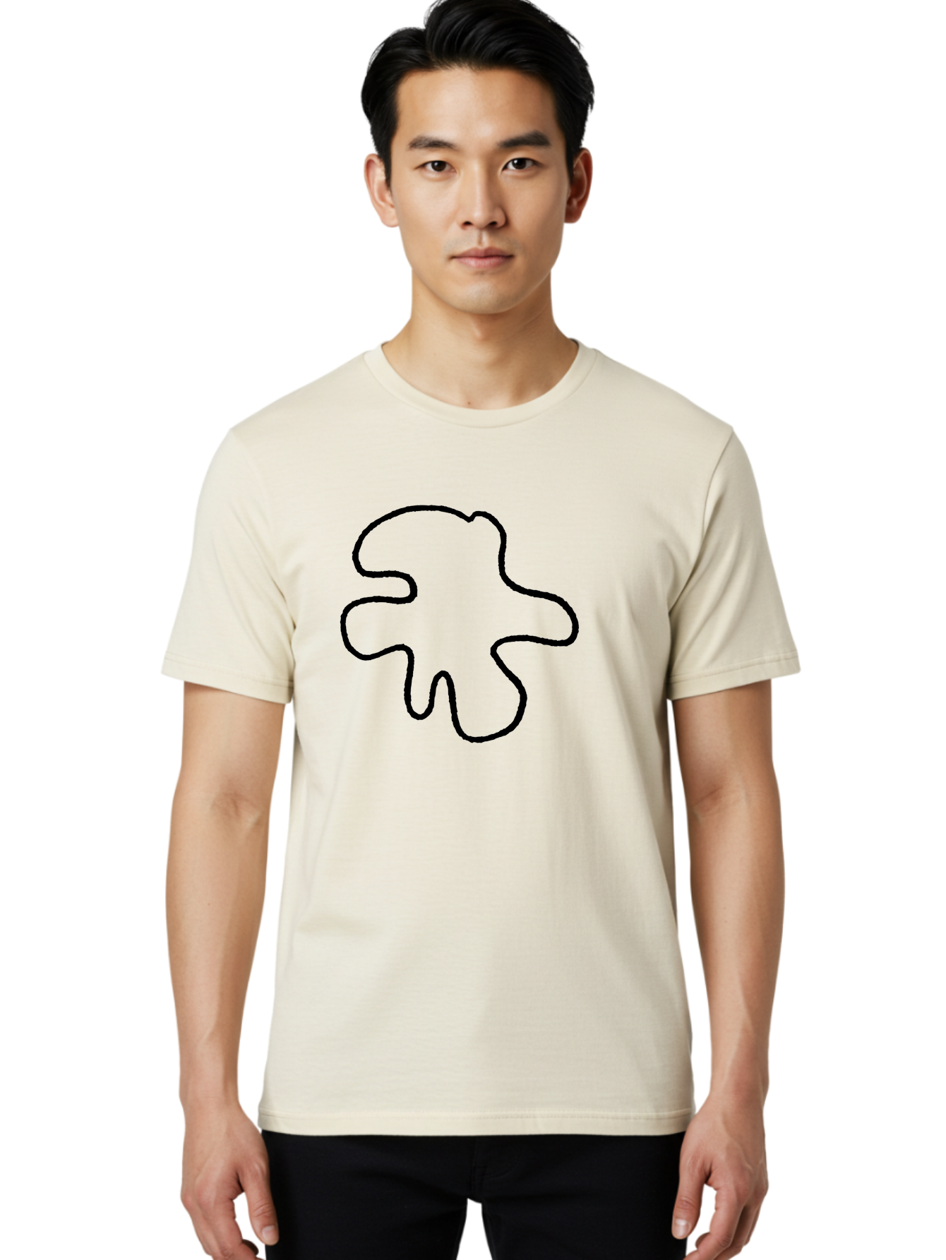 Four-Leaf-Clover Men'S Graphic Tee, 100% Cotton, Comfortable Casual Summer Wear, Machine Washable, Four Leaf Clover, Black Outline, Simple Graphics, Minimalist Design, Symbolic Charm, Good Luck Symbol, Abstract Shapes, Simple Illustration -  Aaa435