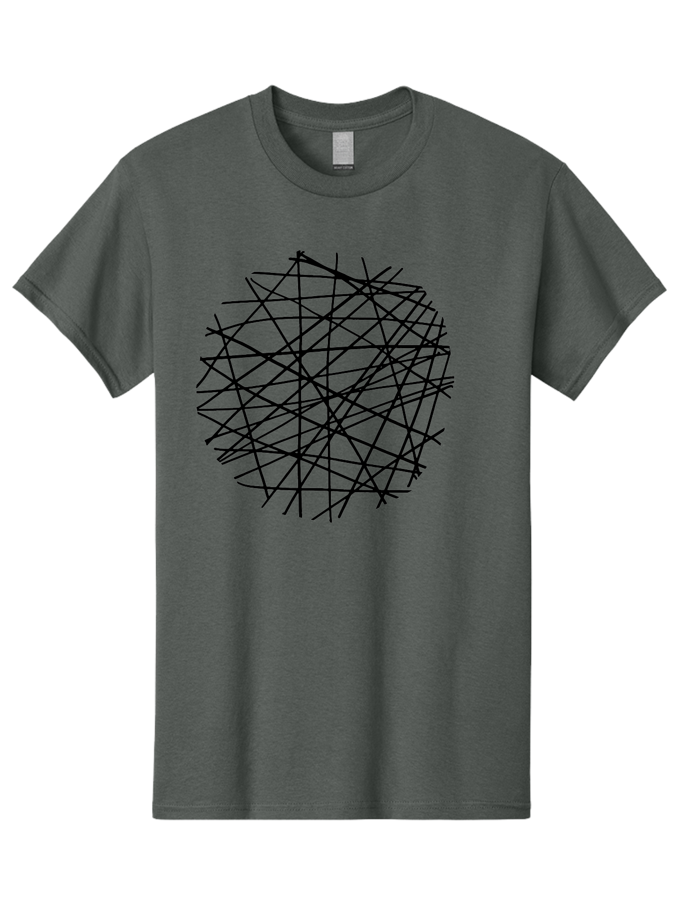 Intersecting-Lines Men'S Graphic Tee, 100% Cotton, Comfortable Casual Summer Wear, Machine Washable, Abstract Art, Chaotic Lines, Black Lines, Intersecting Lines, Complex Pattern, Modern Design, Graphic Illustration -  Aaa439