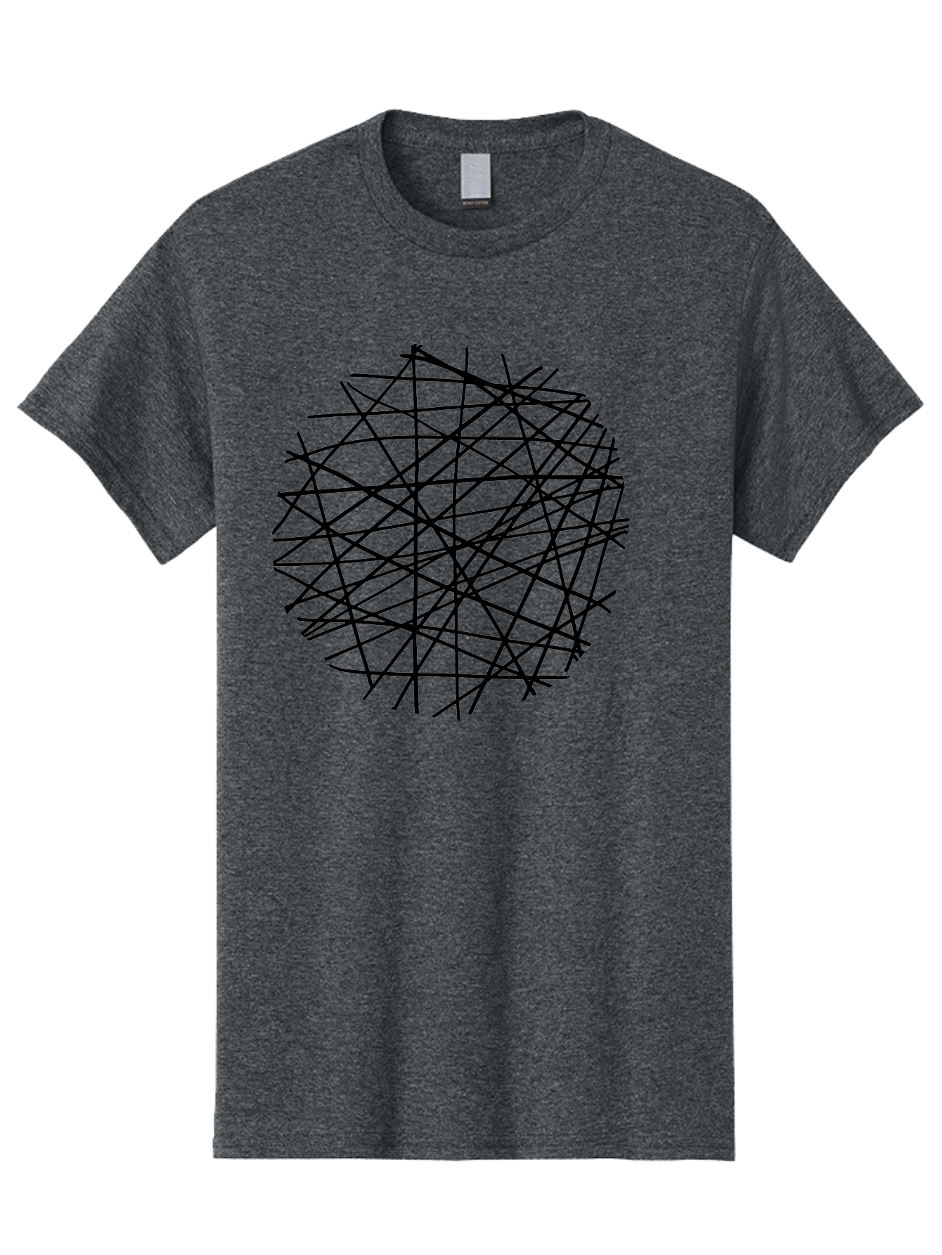 Intersecting-Lines Men'S Graphic Tee, 100% Cotton, Comfortable Casual Summer Wear, Machine Washable, Abstract Art, Chaotic Lines, Black Lines, Intersecting Lines, Complex Pattern, Modern Design, Graphic Illustration -  Aaa439