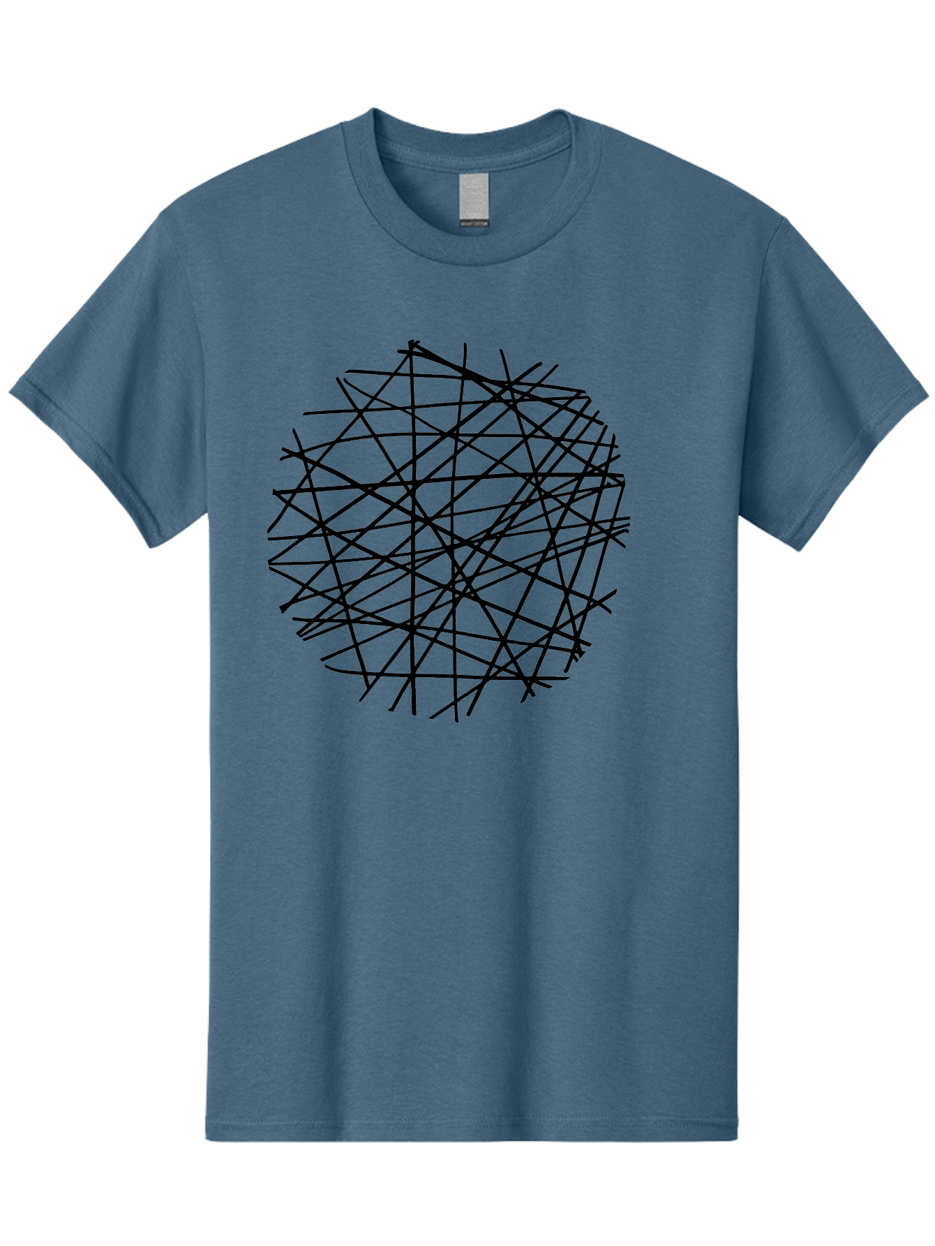 Intersecting-Lines Men'S Graphic Tee, 100% Cotton, Comfortable Casual Summer Wear, Machine Washable, Abstract Art, Chaotic Lines, Black Lines, Intersecting Lines, Complex Pattern, Modern Design, Graphic Illustration -  Aaa439