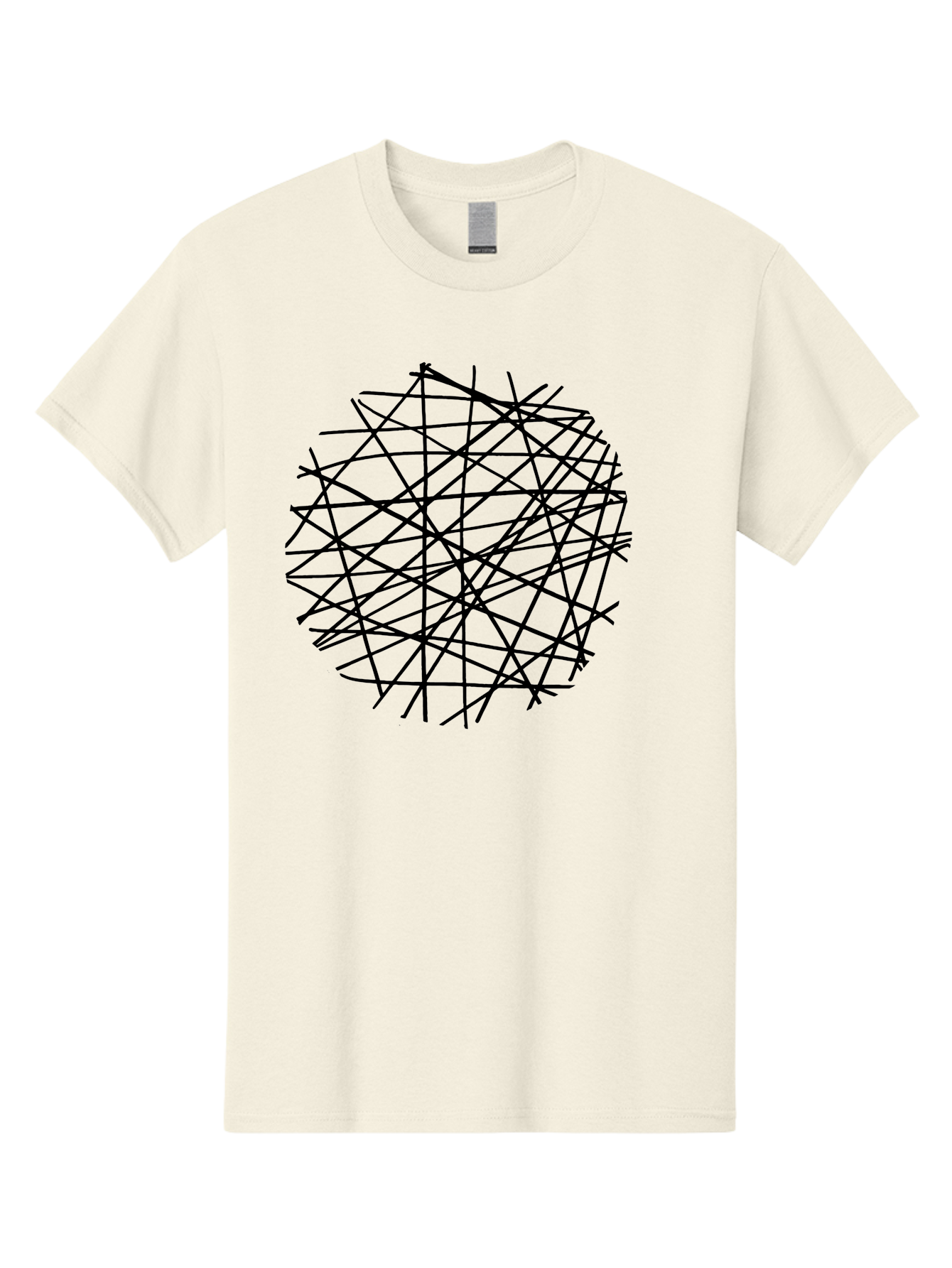 Intersecting-Lines Men'S Graphic Tee, 100% Cotton, Comfortable Casual Summer Wear, Machine Washable, Abstract Art, Chaotic Lines, Black Lines, Intersecting Lines, Complex Pattern, Modern Design, Graphic Illustration -  Aaa439