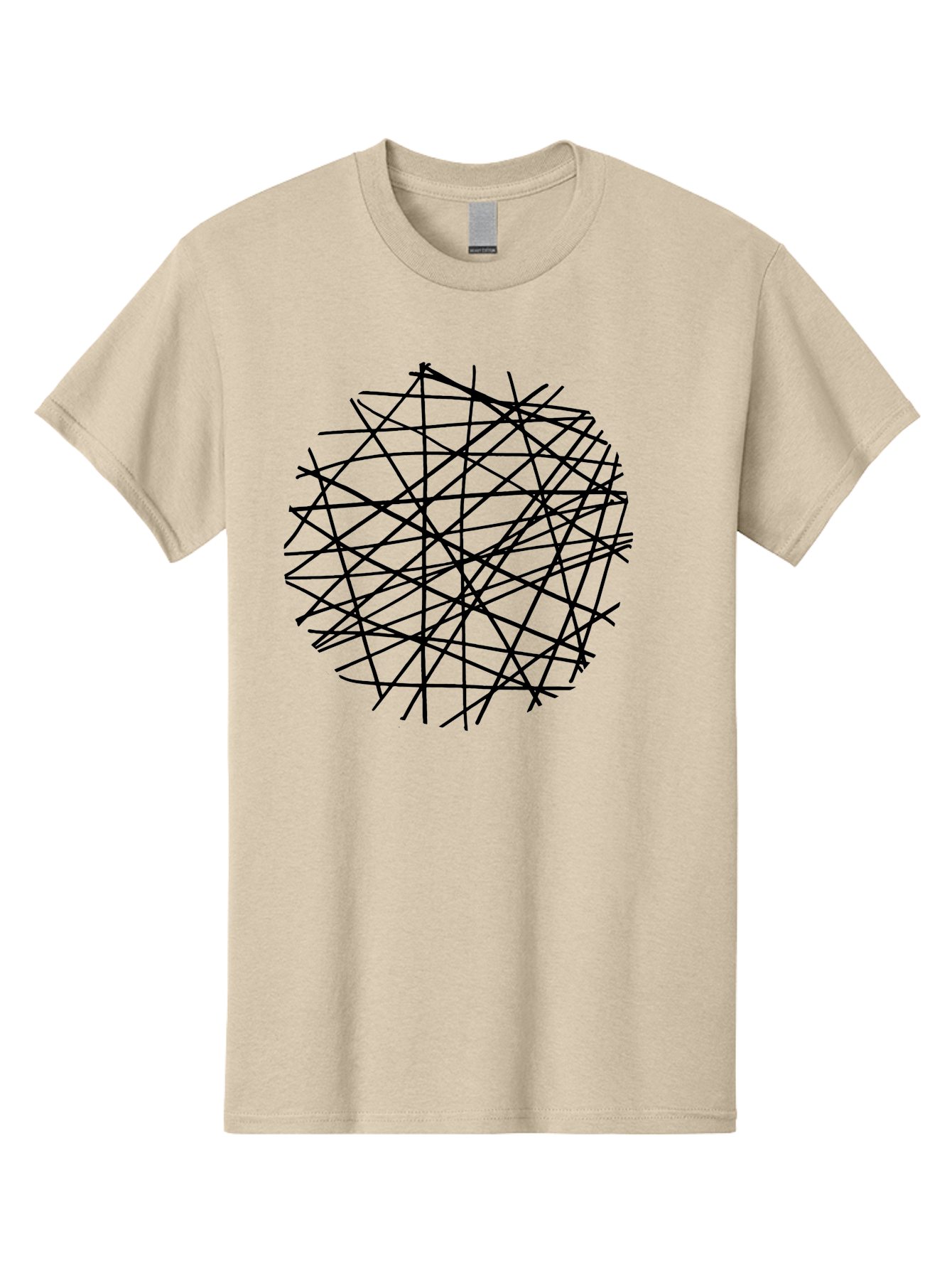 Intersecting-Lines Men'S Graphic Tee, 100% Cotton, Comfortable Casual Summer Wear, Machine Washable, Abstract Art, Chaotic Lines, Black Lines, Intersecting Lines, Complex Pattern, Modern Design, Graphic Illustration -  Aaa439
