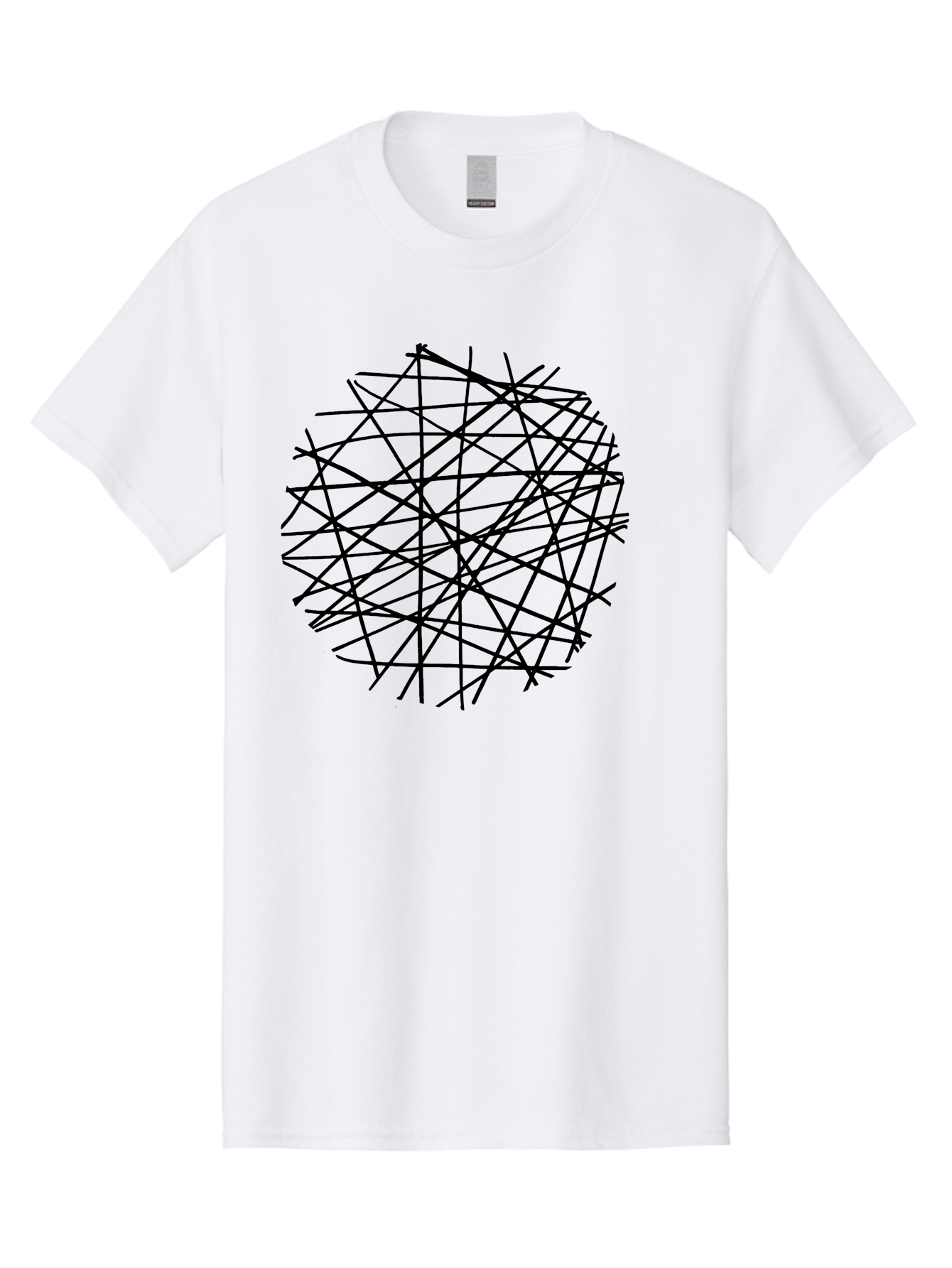 Intersecting-Lines Men'S Graphic Tee, 100% Cotton, Comfortable Casual Summer Wear, Machine Washable, Abstract Art, Chaotic Lines, Black Lines, Intersecting Lines, Complex Pattern, Modern Design, Graphic Illustration -  Aaa439