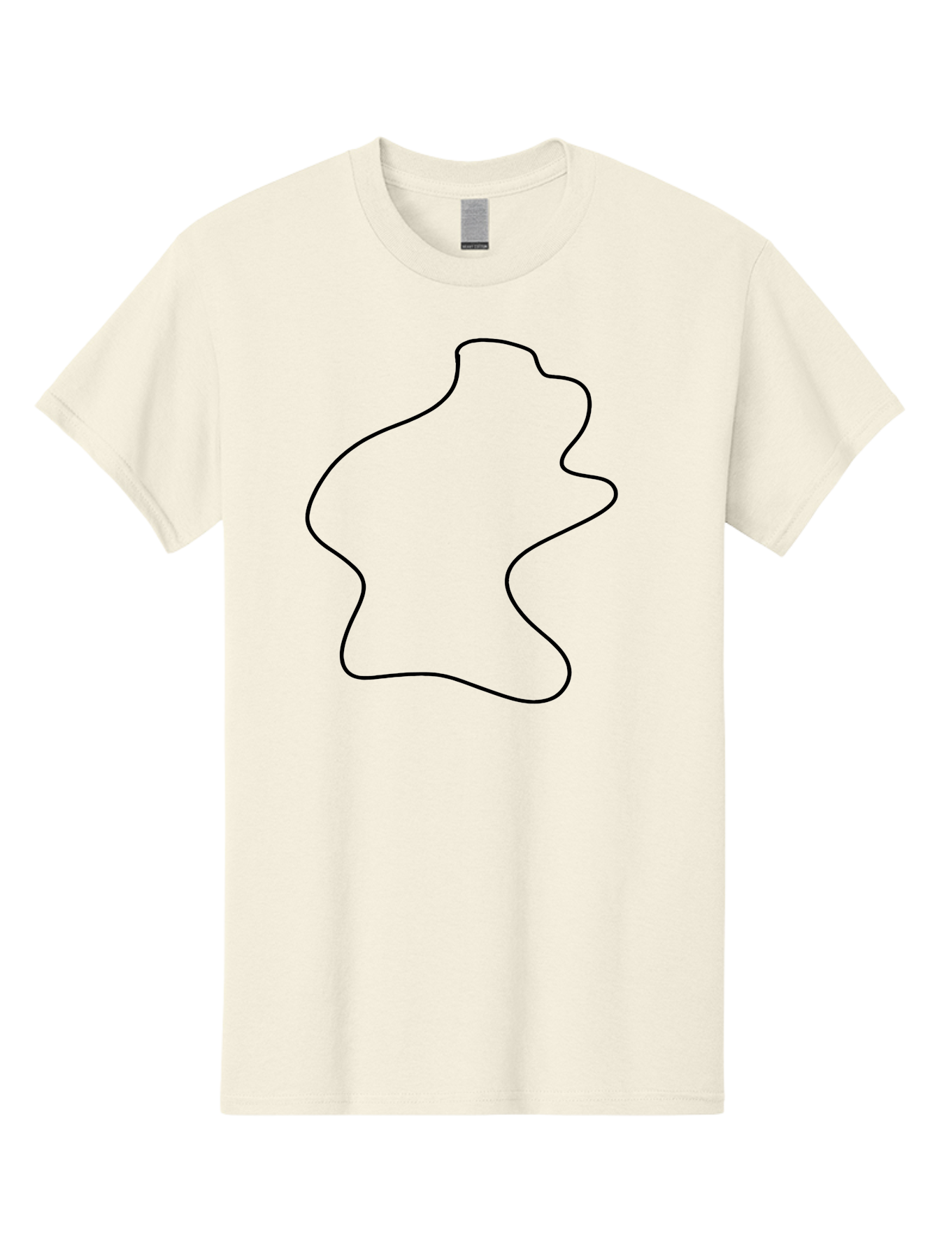 Irregular-Shape Men'S Graphic Tee, 100% Cotton, Comfortable Casual Summer Wear, Machine Washable, Simple Line Art, Minimalist Design, Geometric Shape, Abstract Form, Fluid Outline, Creative Expression, Modern Art -  Aaa440