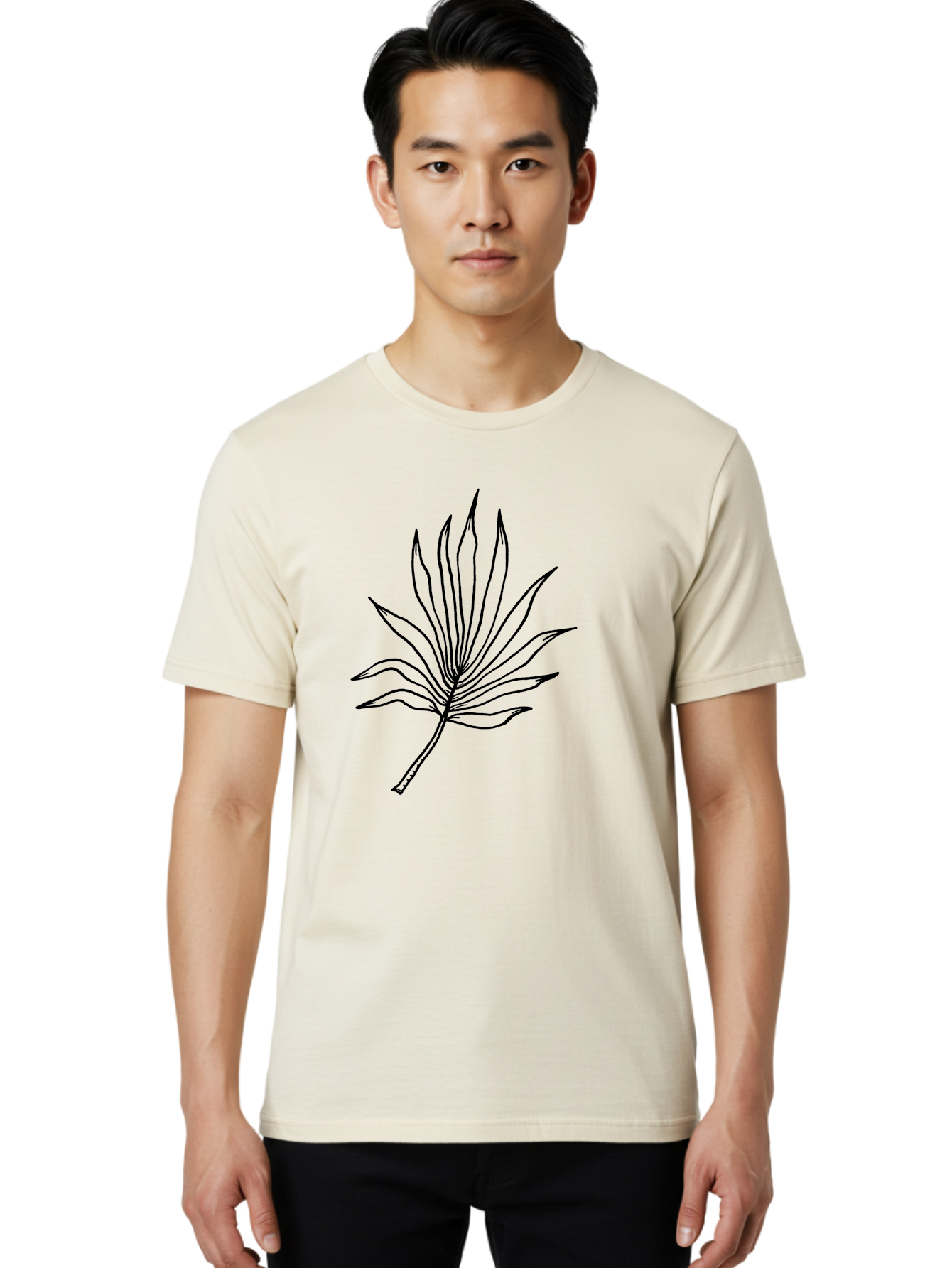 Leaf-1 Men'S Graphic Tee, 100% Cotton, Comfortable Casual Summer Wear, Machine Washable, Marijuana Leaf, Cannabis Symbol, Black Outline, Simple Design, Minimalist Art, Leaf Illustration, Pot Leaf, Cannabis Leaf Art, Weed Symbol, -  Aaa442