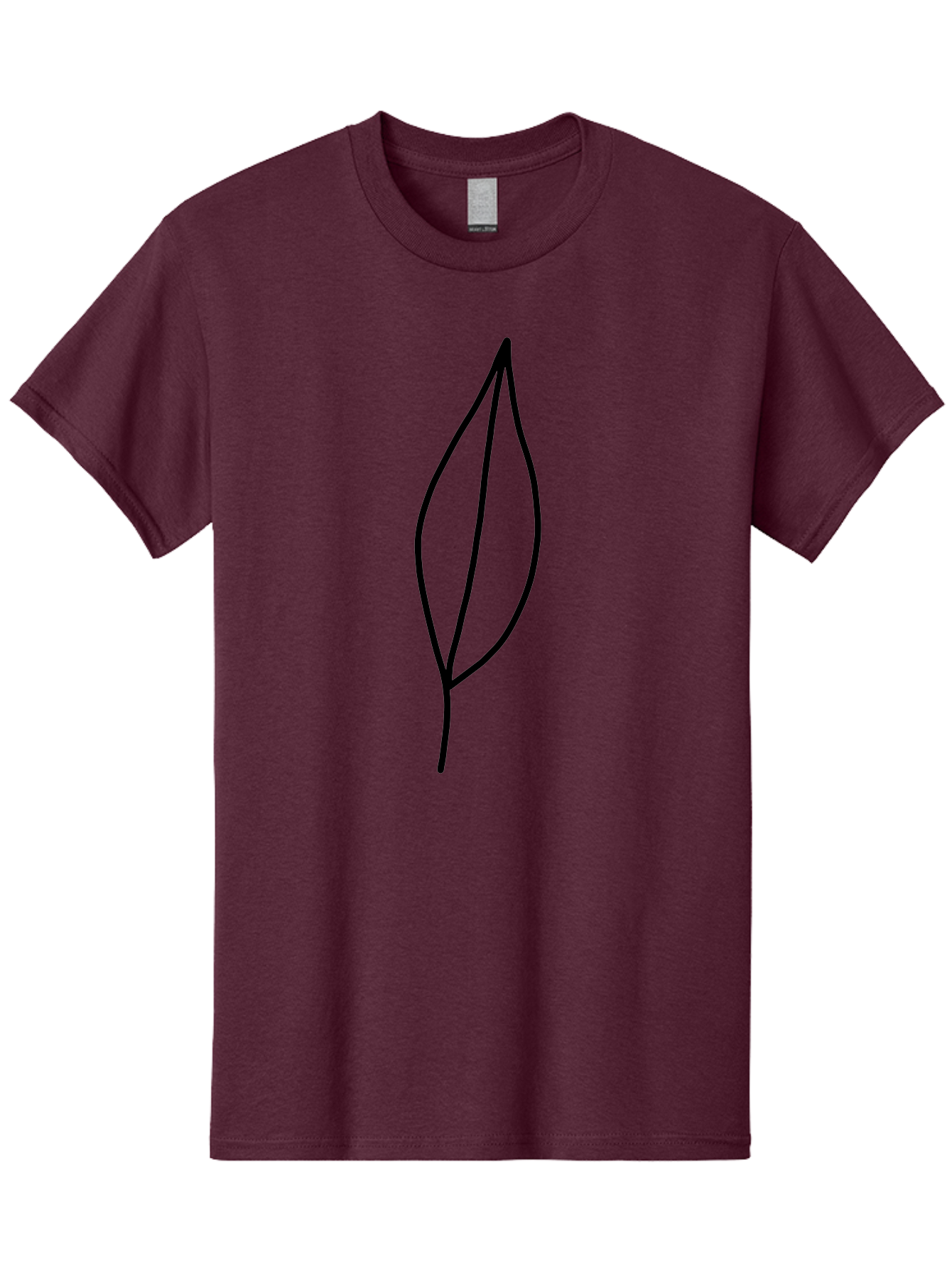 Leaf-2 Men'S Graphic Tee, 100% Cotton, Comfortable Casual Summer Wear, Machine Washable, Simple Leaf Outline, Minimalist Design, Black Line Art, Eco-Friendly Symbol, Nature-Inspired Graphics, Single Leaf Icon, Botanical Illustration, -  Aaa443